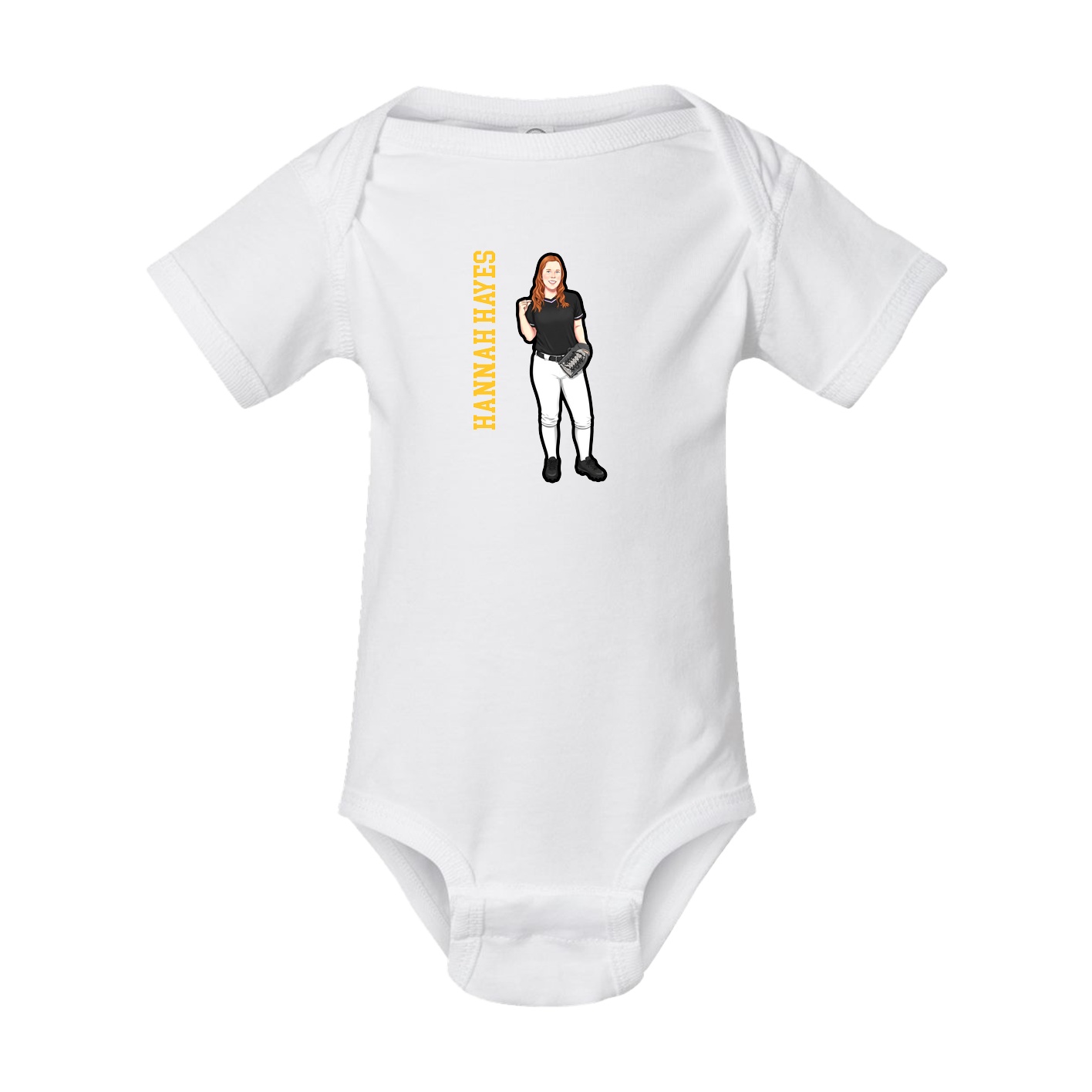 Baby Onesie — Name Vertical in White