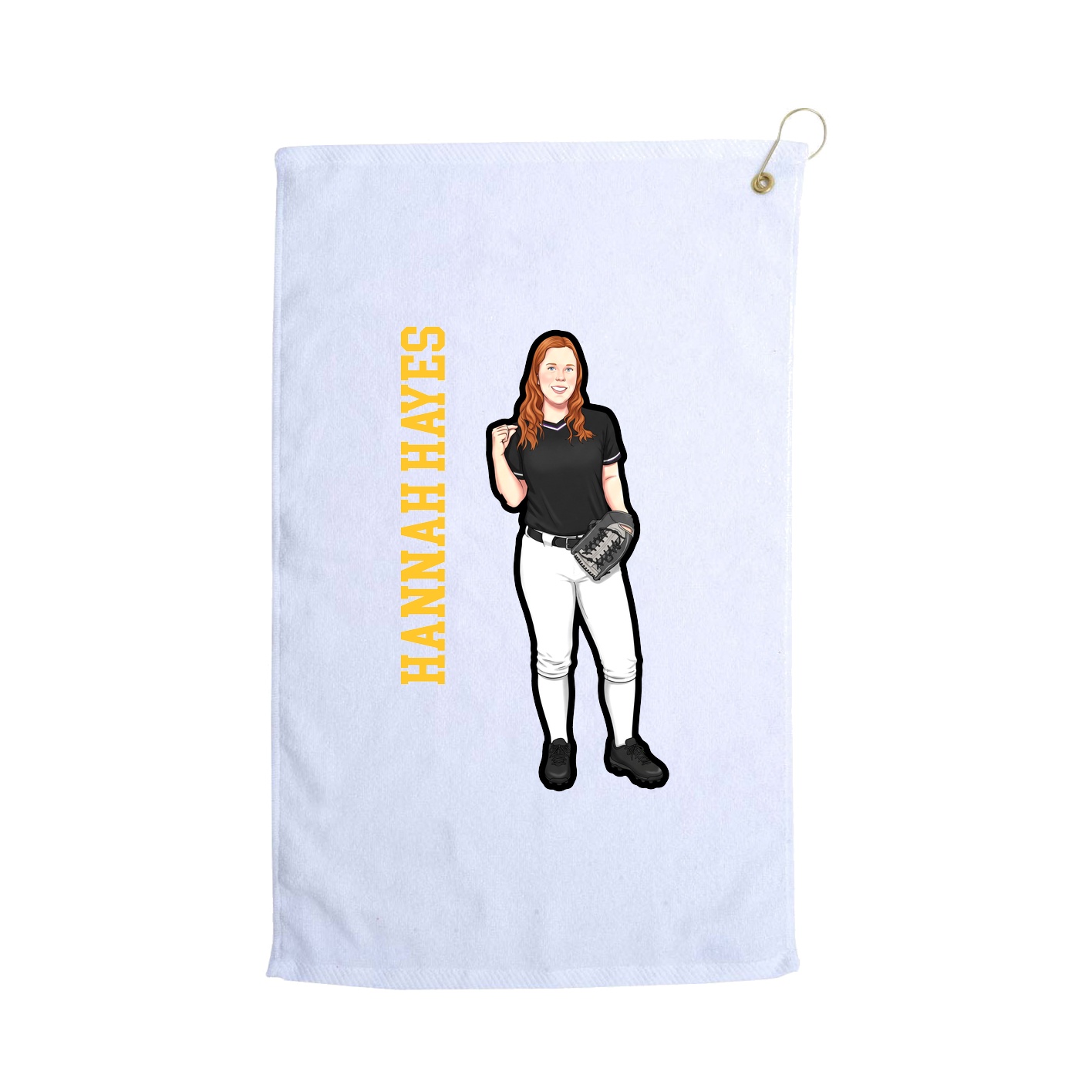 Golf Towel — Name Vertical in White