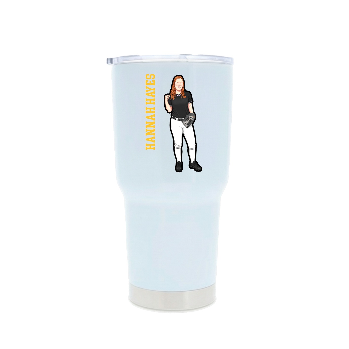 30oz Stainless Steel Tumbler — Name Vertical in White