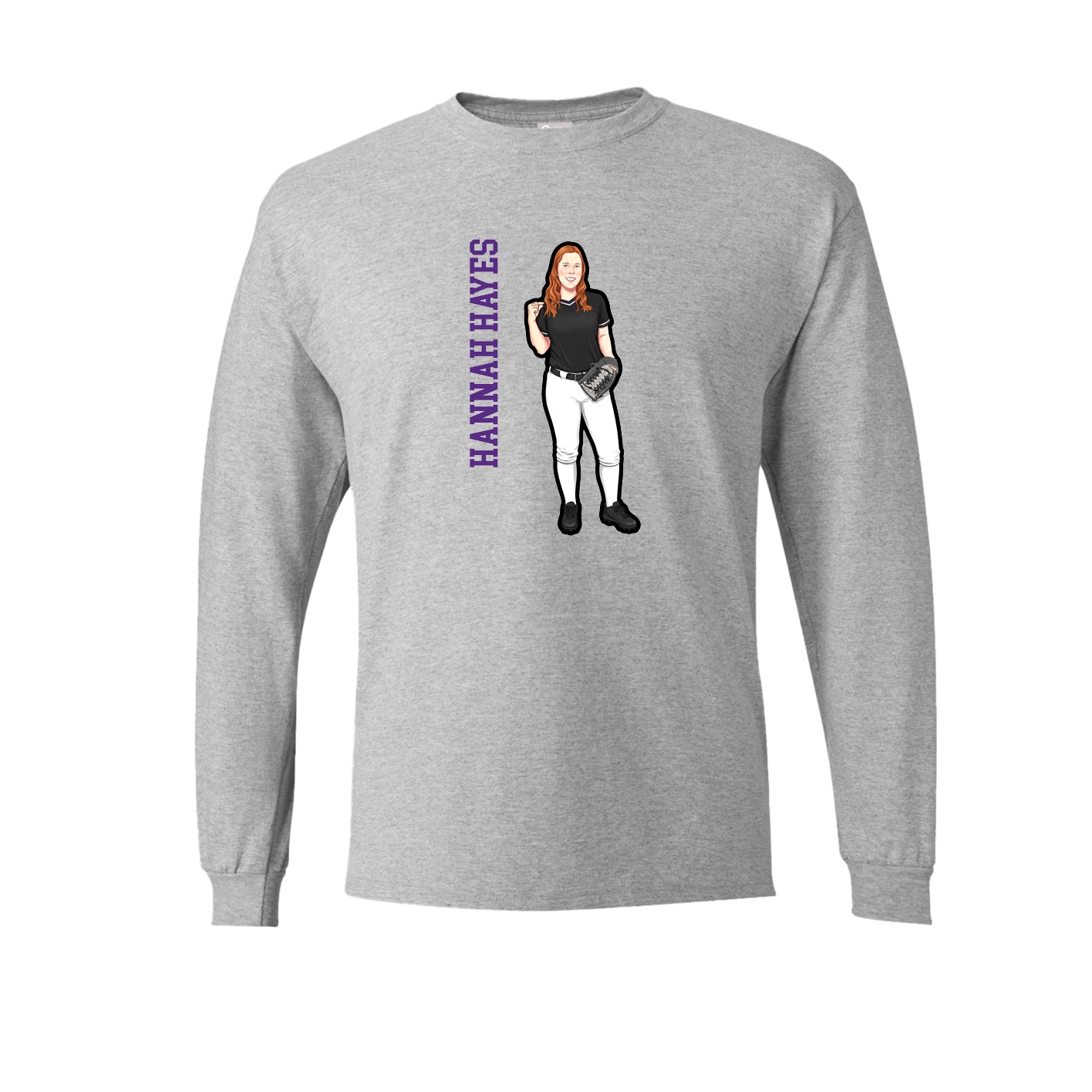 Long Sleeve Tee — Name Vertical in Grey