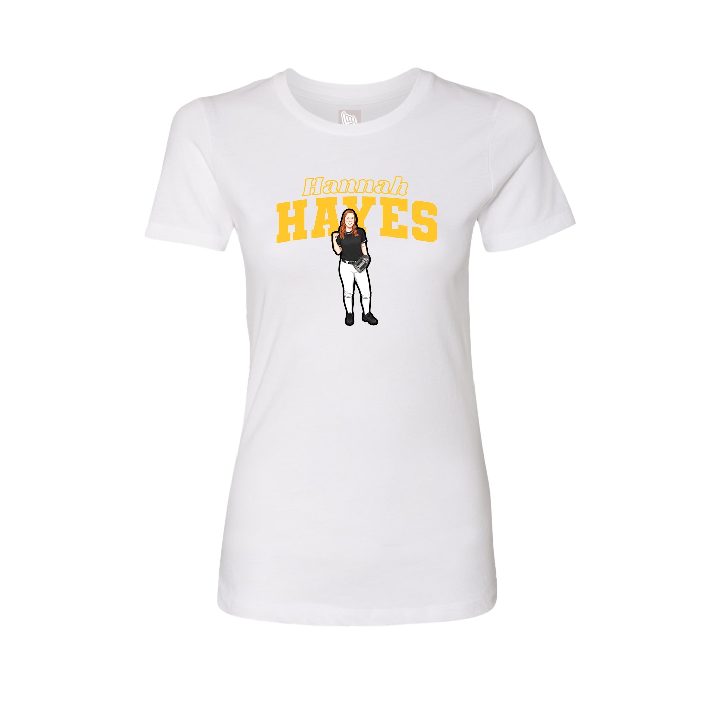 Fitted Women's Tee — Name Arch in White