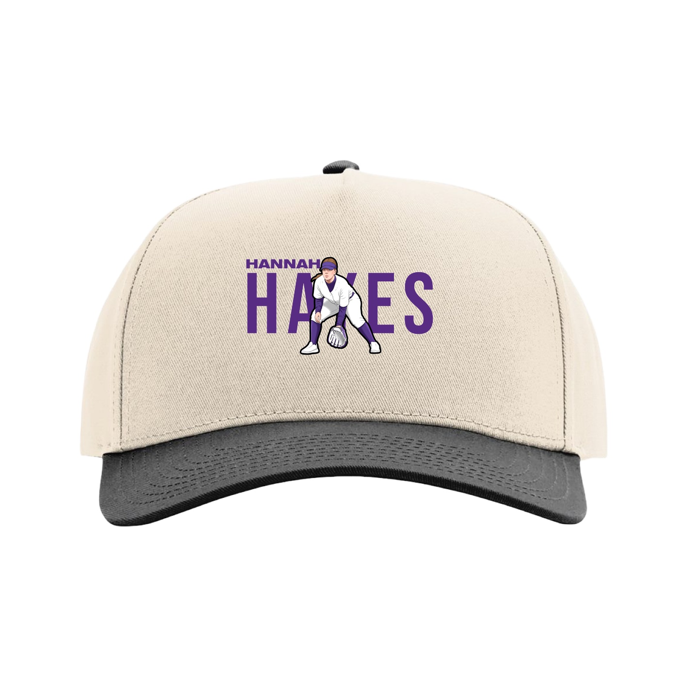 Full Fabric Five-Panel Champ Cap — Player Name in Cream/Black