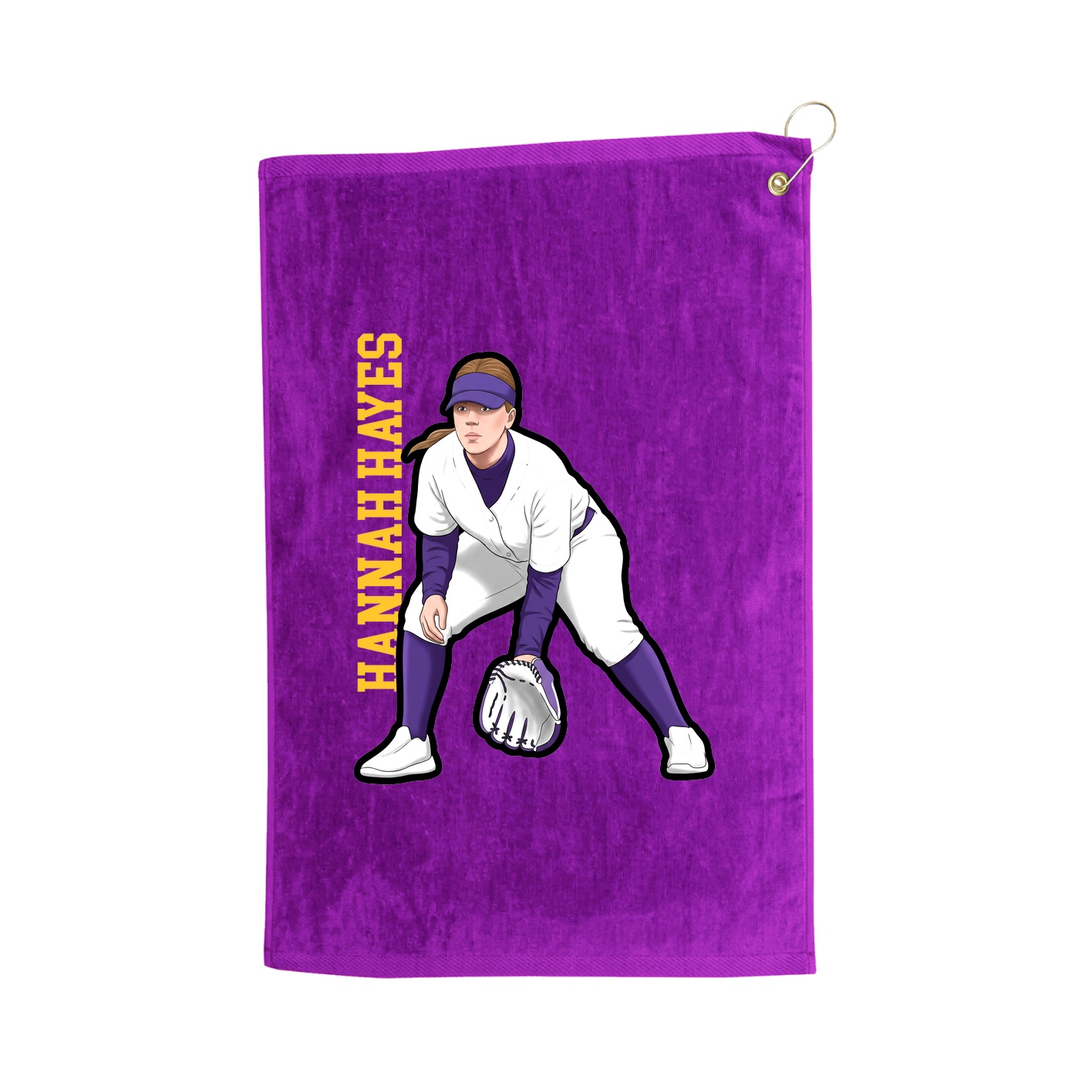 Golf Towel — Name Vertical in Purple