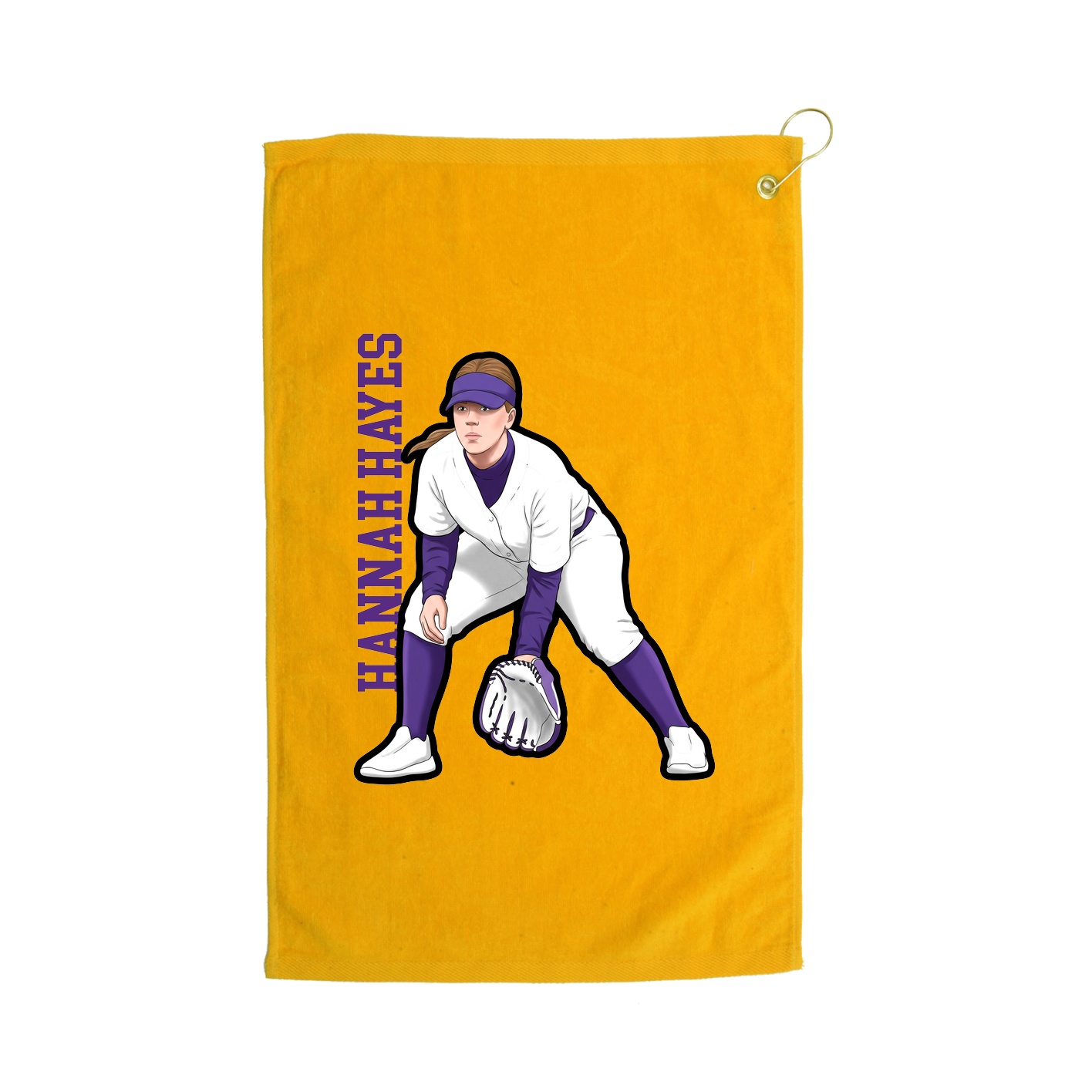 Golf Towel — Name Vertical in Gold