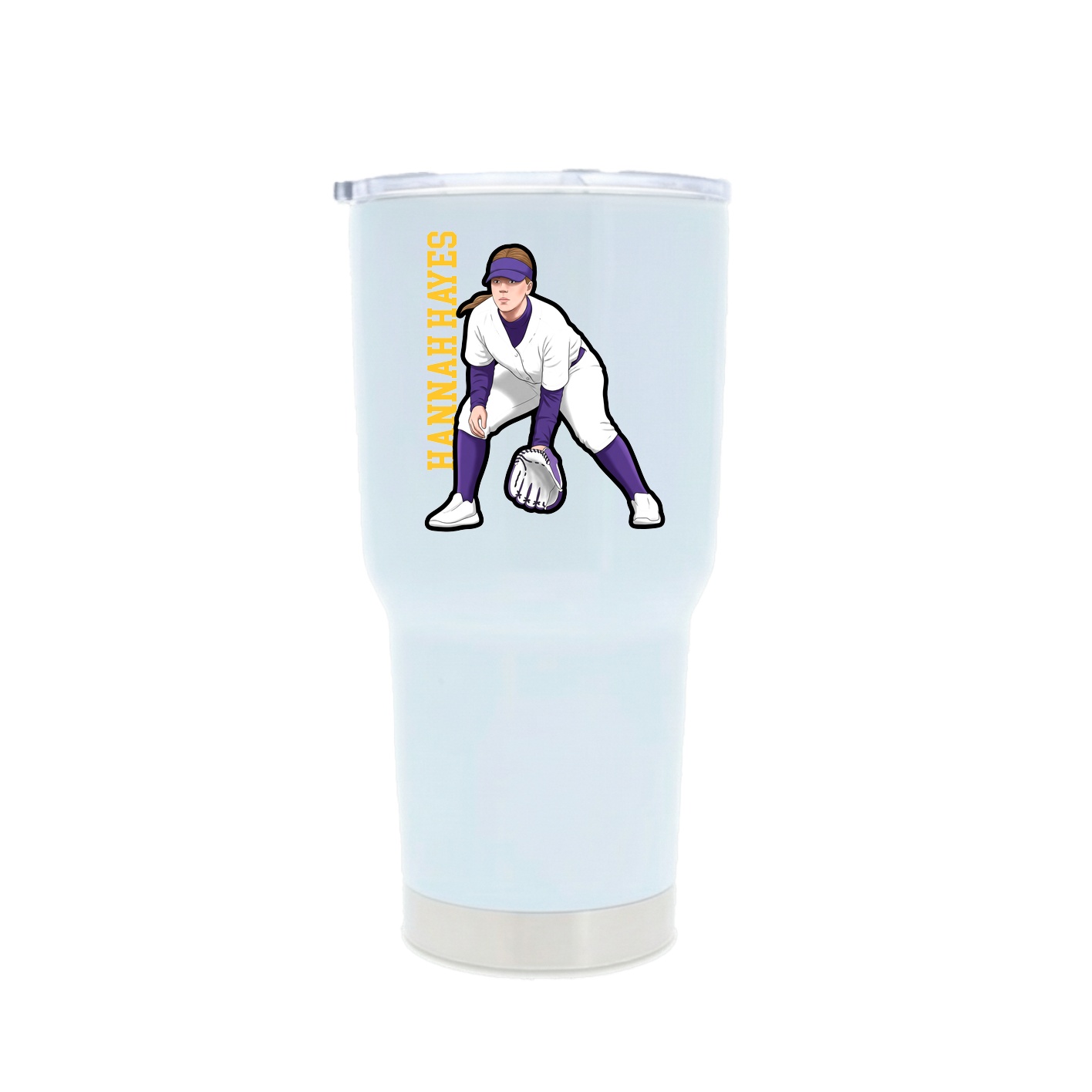 30oz Stainless Steel Tumbler — Name Vertical in White