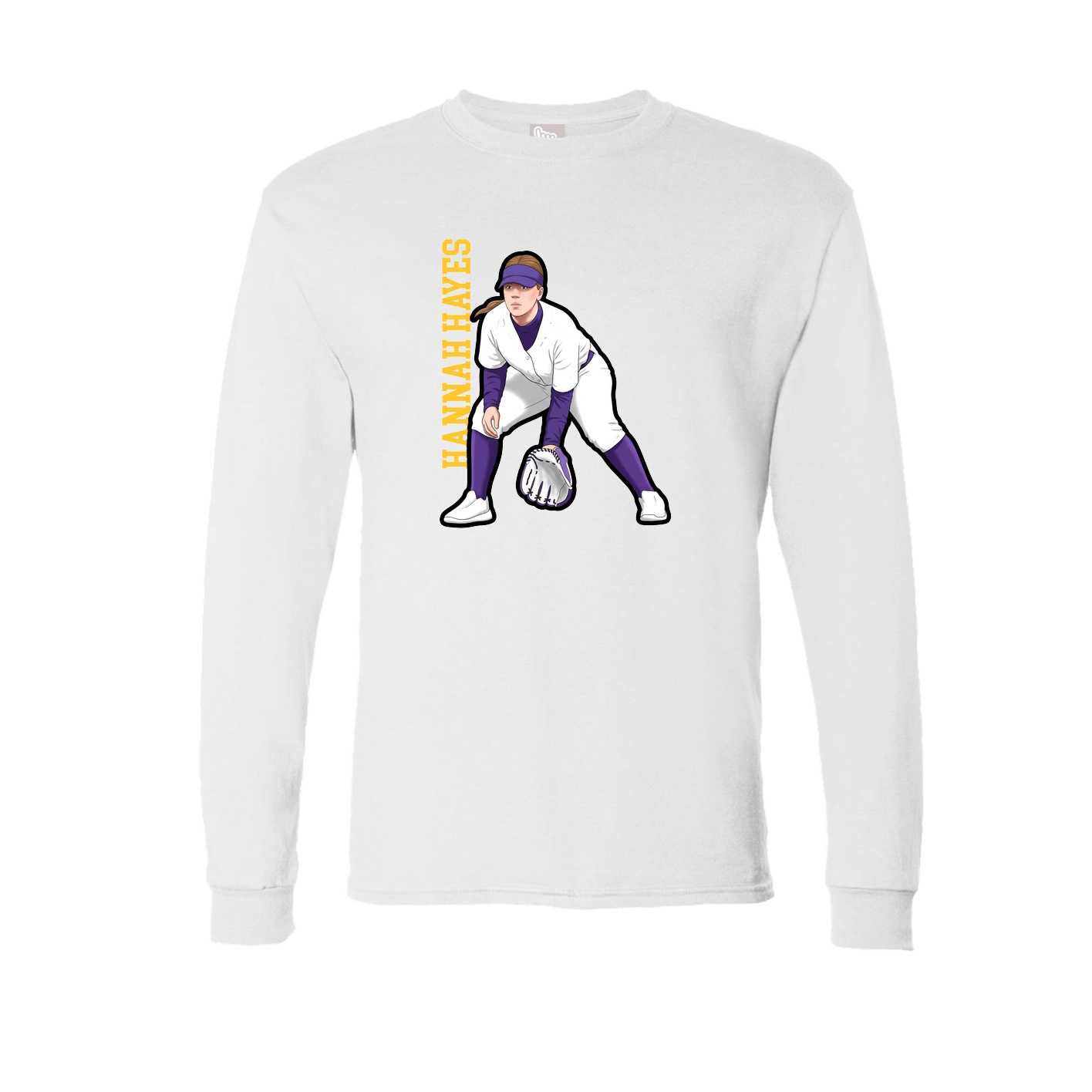 Long Sleeve Tee — Name Vertical in White