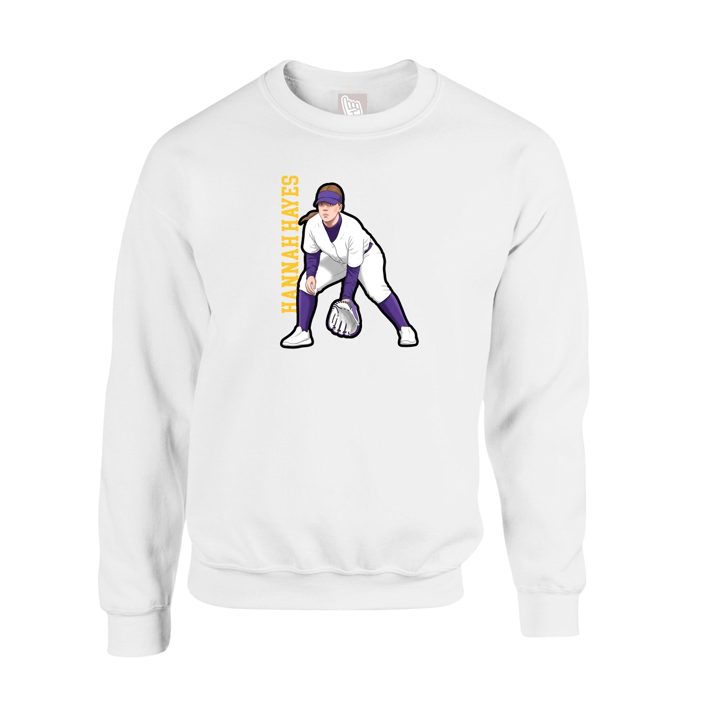 Fleece Crew — Name Vertical in White