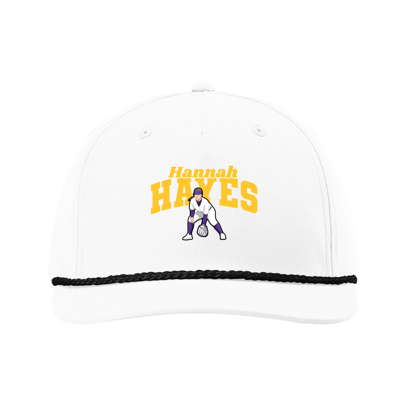 Five-Panel Classic Rope Cap — Signature Arch in White