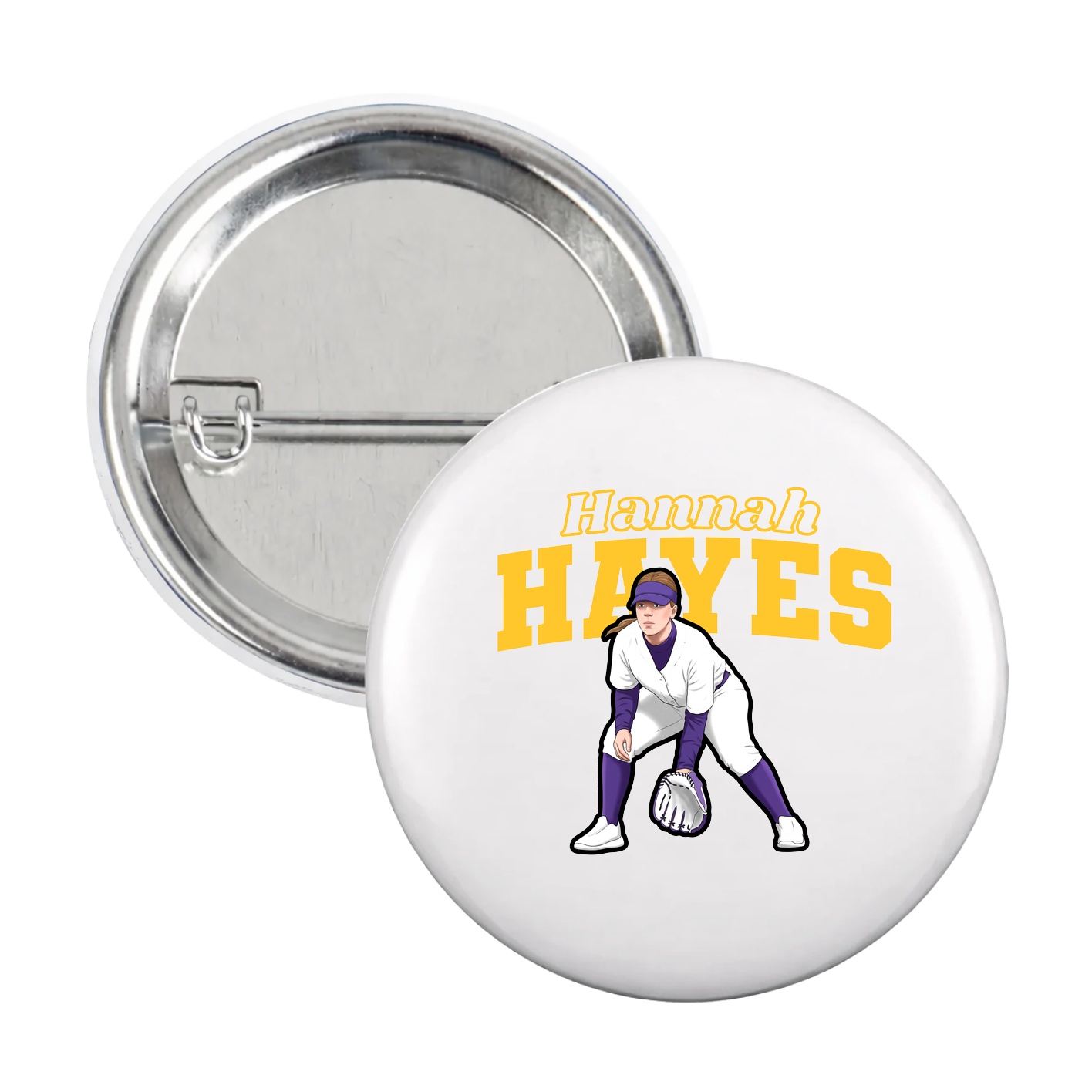 Game Day Button — Name Arch in White