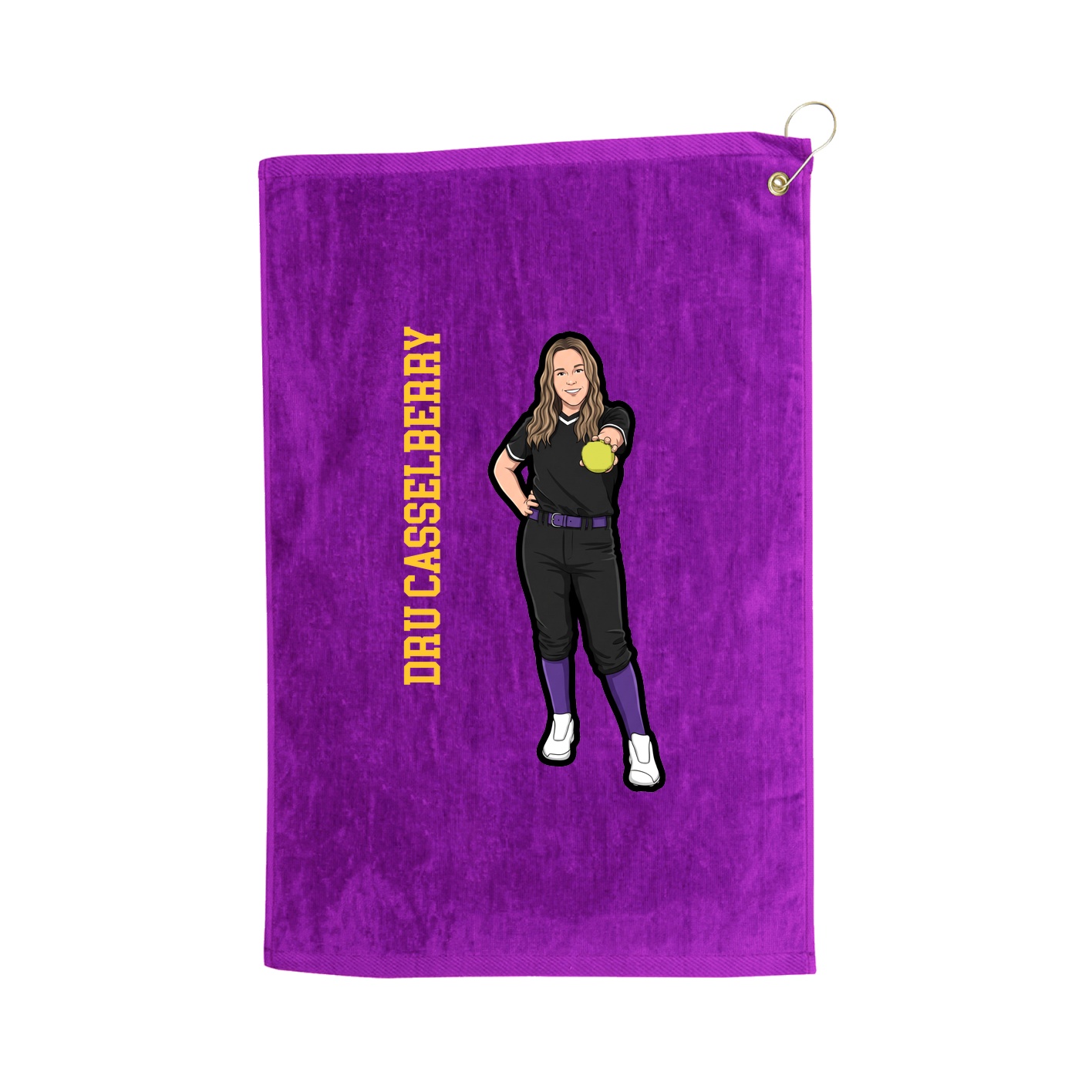 Golf Towel — Name Vertical in Purple