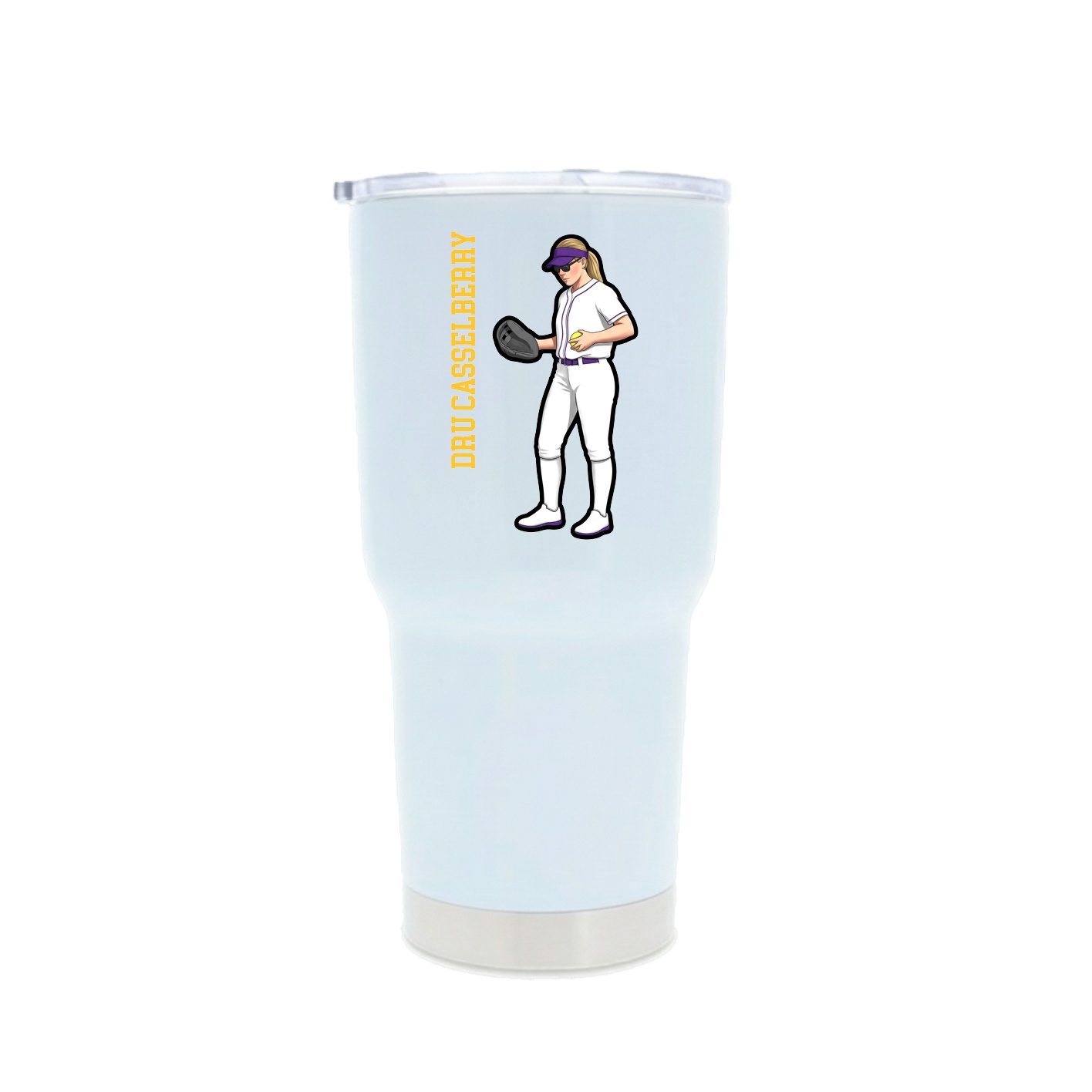 30oz Stainless Steel Tumbler — Name Vertical in White