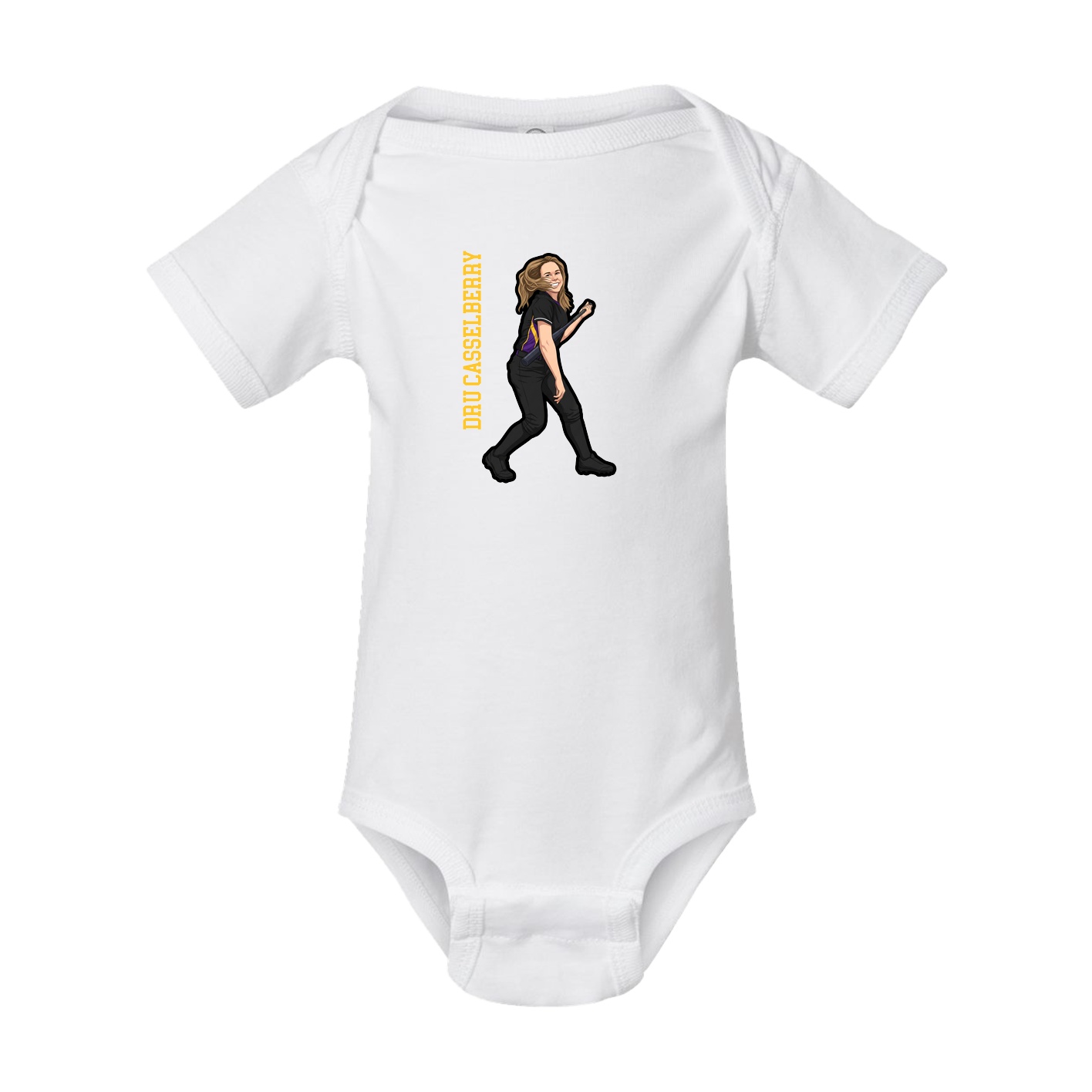 Baby Onesie — Name Vertical in White