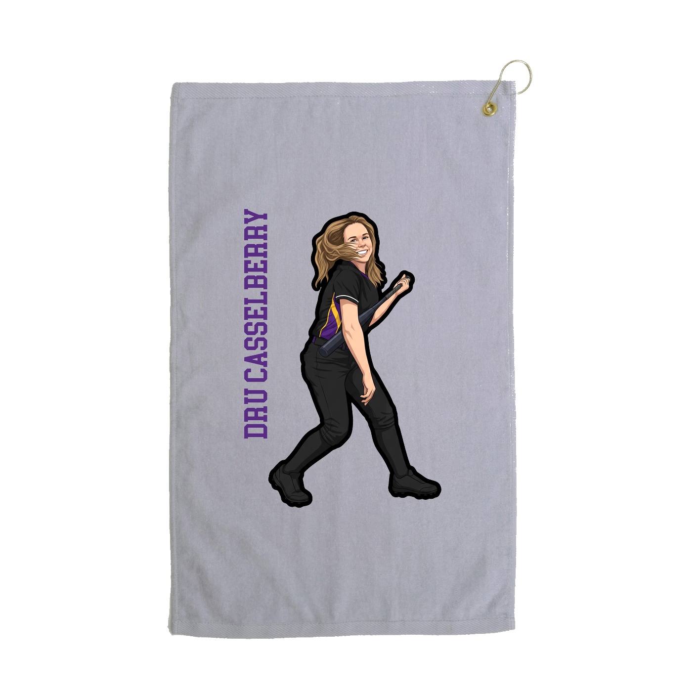 Golf Towel — Name Vertical in Grey