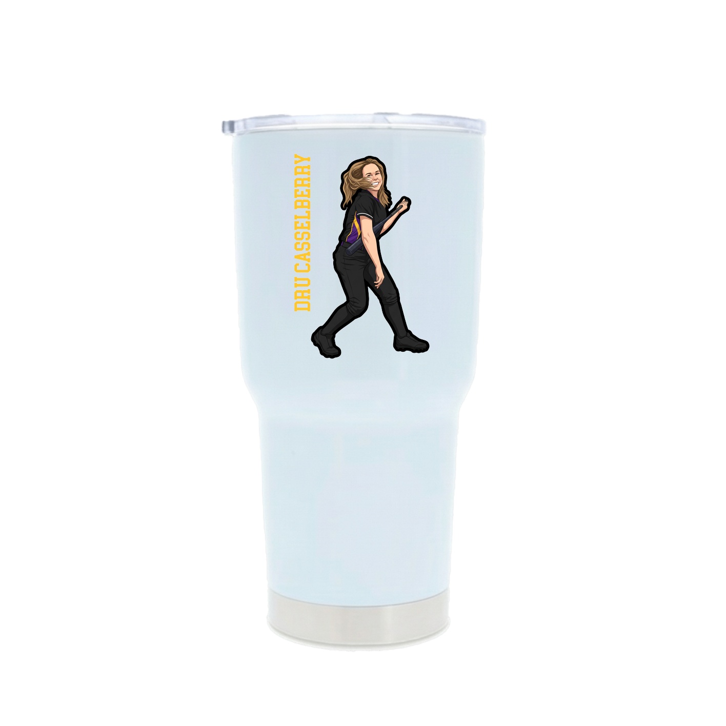 30oz Stainless Steel Tumbler — Name Vertical in White