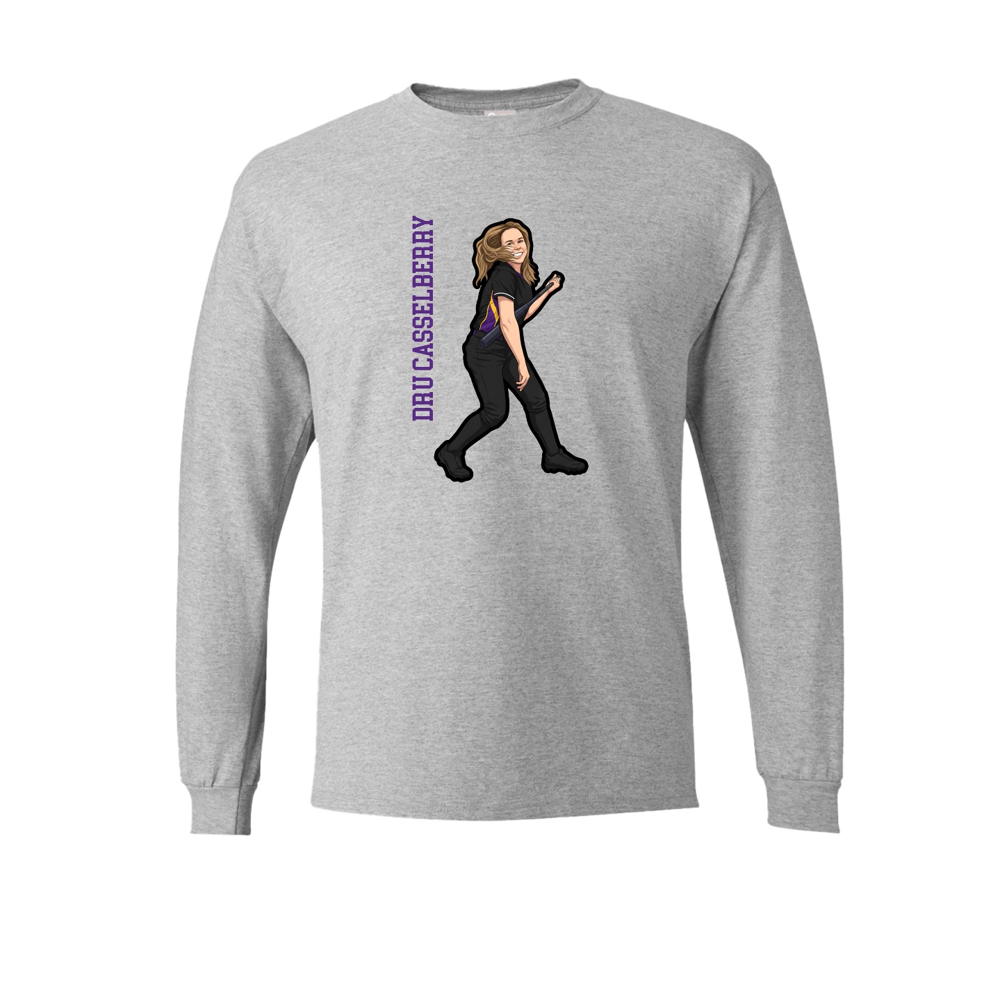 Long Sleeve Tee — Name Vertical in Grey