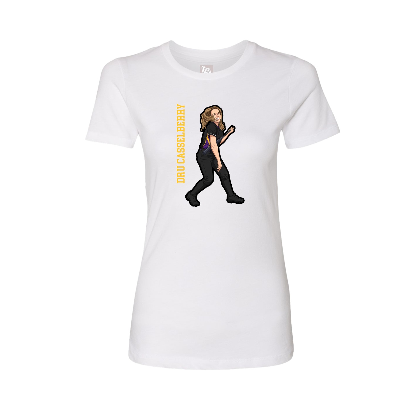 Fitted Women's Tee — Name Vertical in White