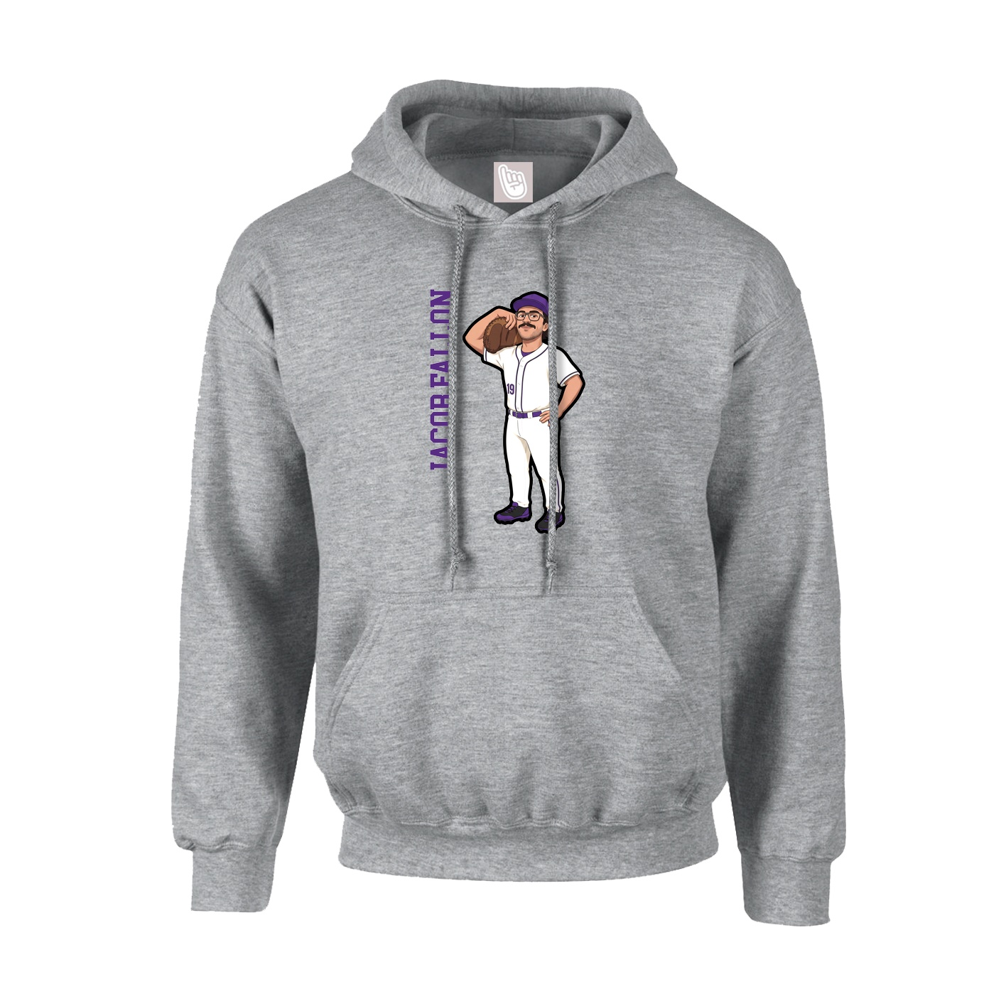 Youth Hoodie — Name Vertical in Grey