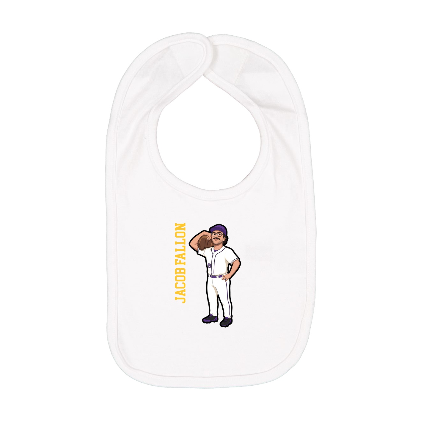 Infant Bib — Name Vertical in White