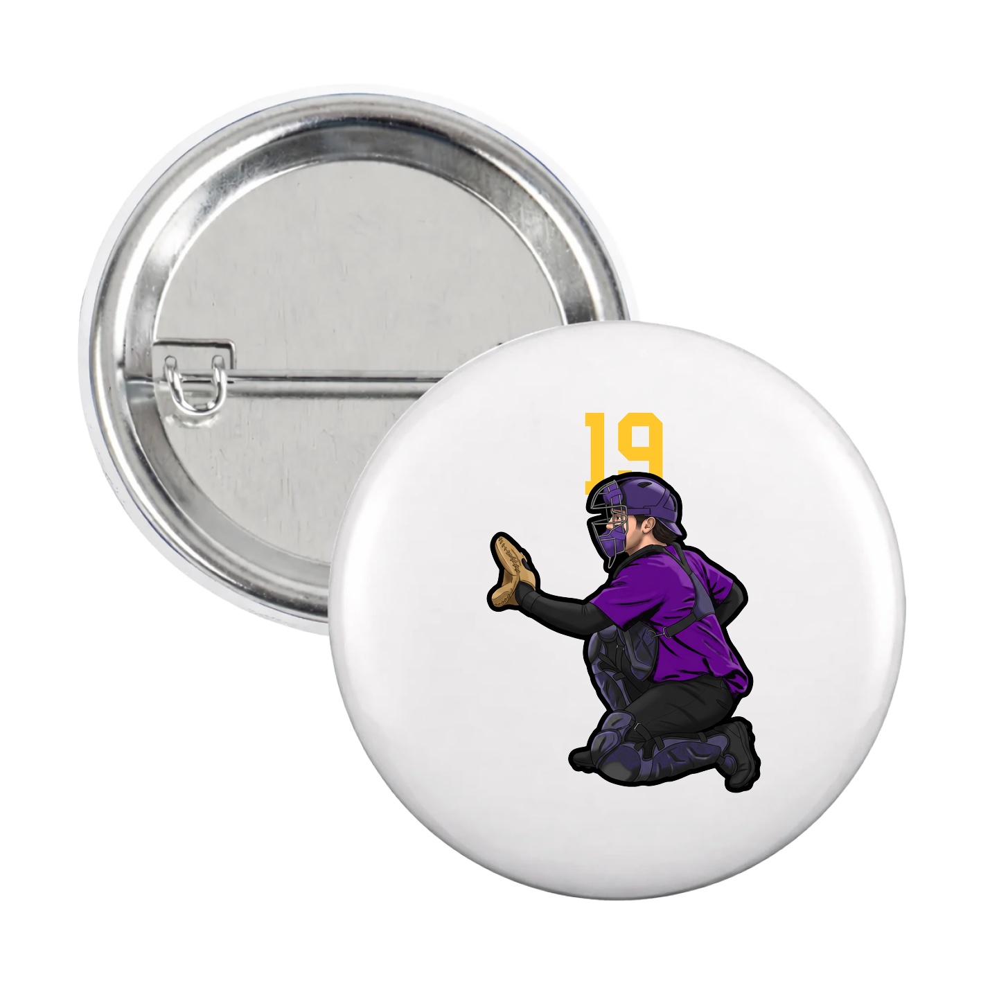 Game Day Button — Number Top in White