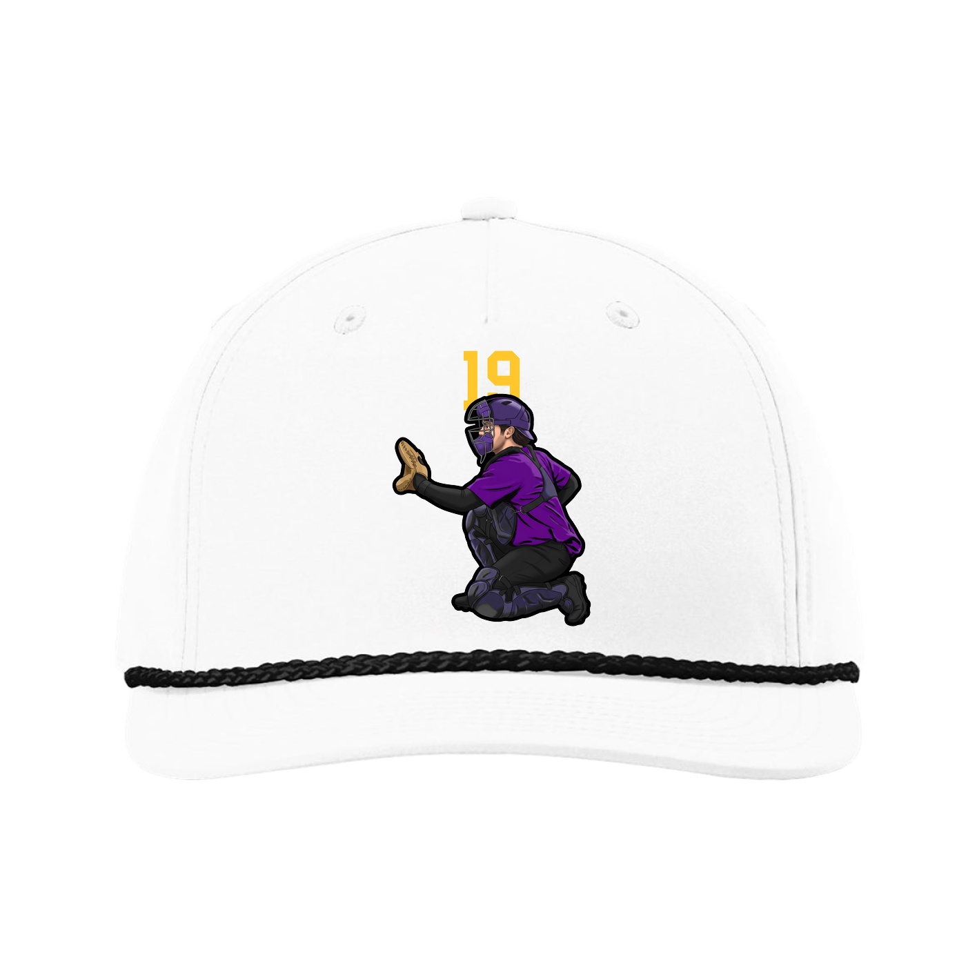 Five-Panel Classic Rope Cap — Number Top in White