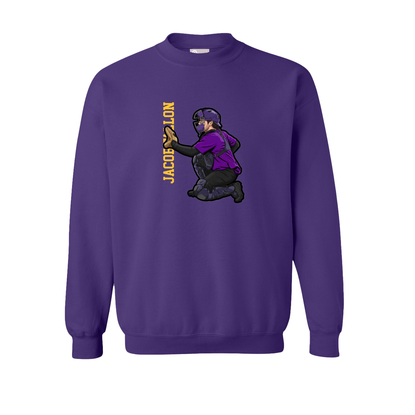 Fleece Crew — Name Vertical in Purple