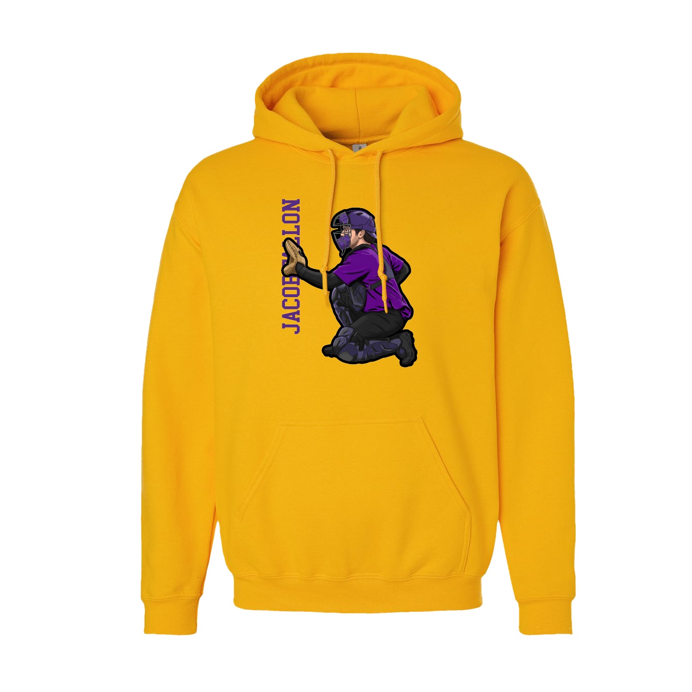 Youth Hoodie — Name Vertical in Gold