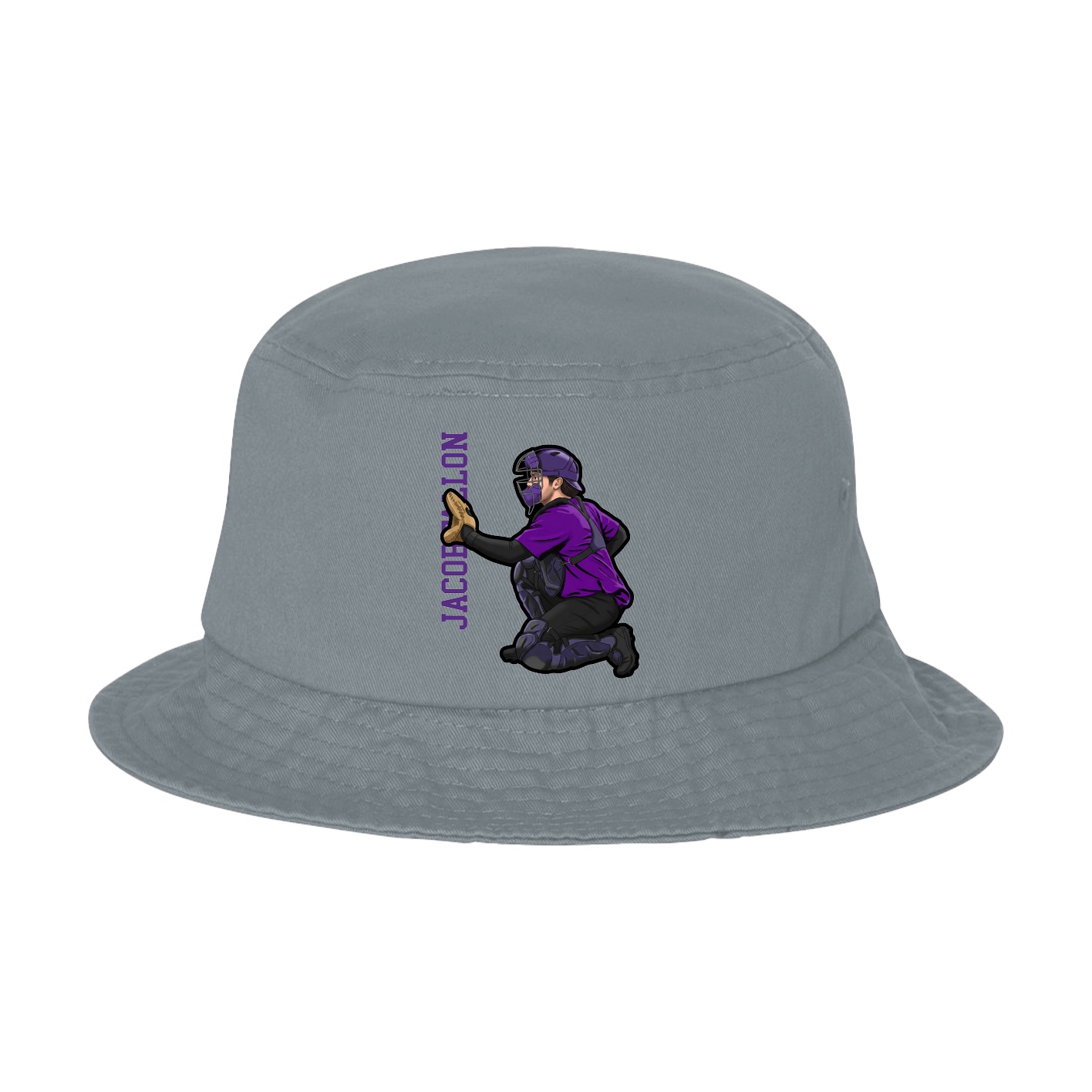 Bucket Cap — Name Vertical in Grey