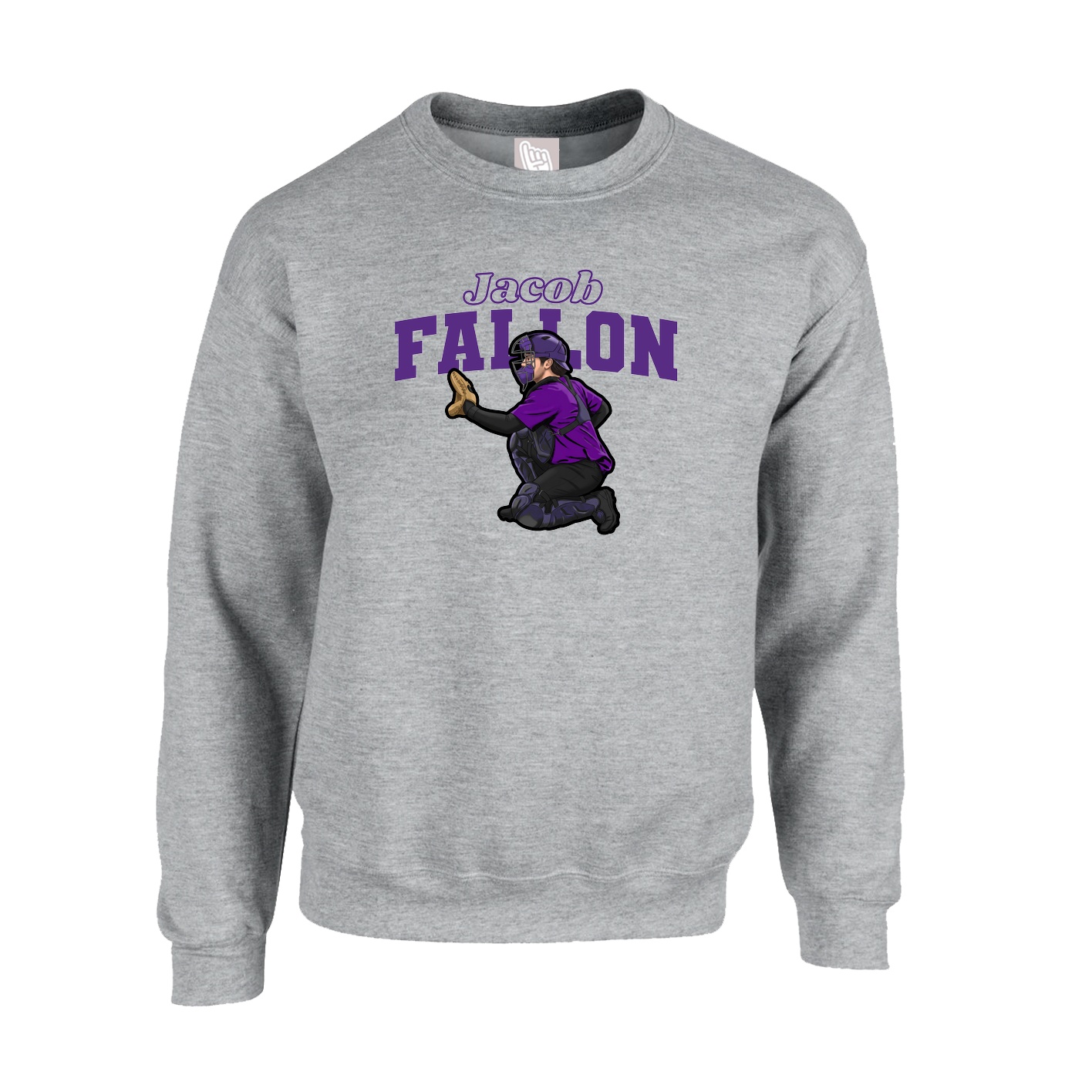 Fleece Crew — Name Arch in Grey