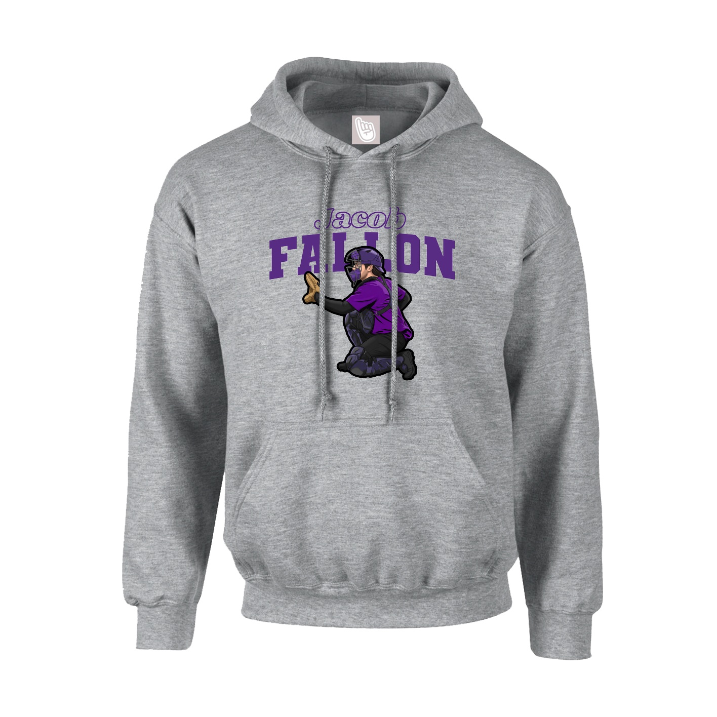 Youth Hoodie — Name Arch in Grey
