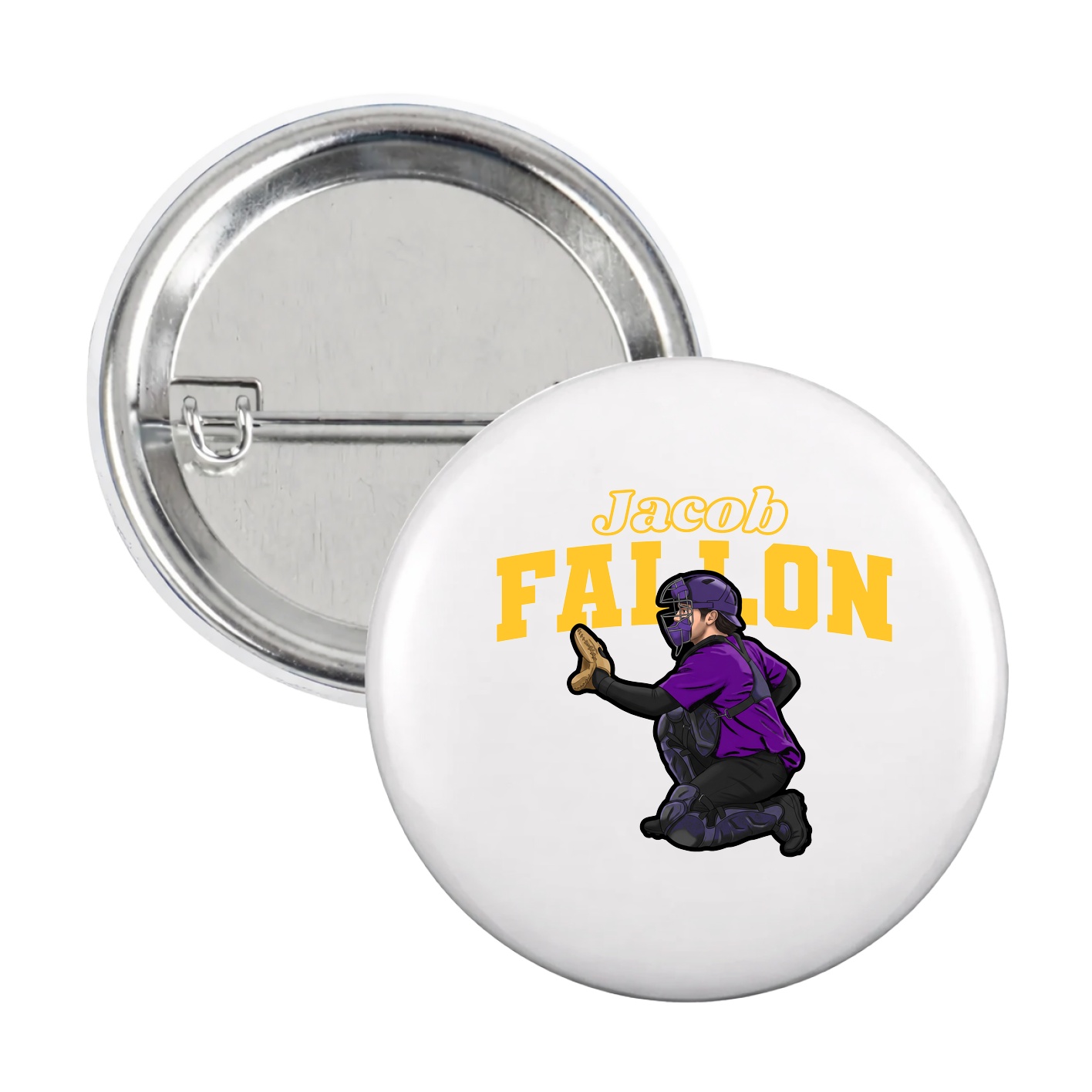 Game Day Button — Name Arch in White