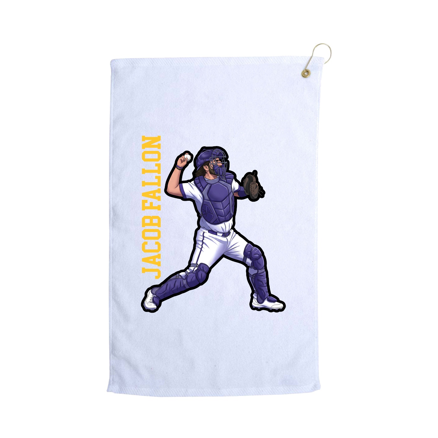 Golf Towel — Name Vertical in White