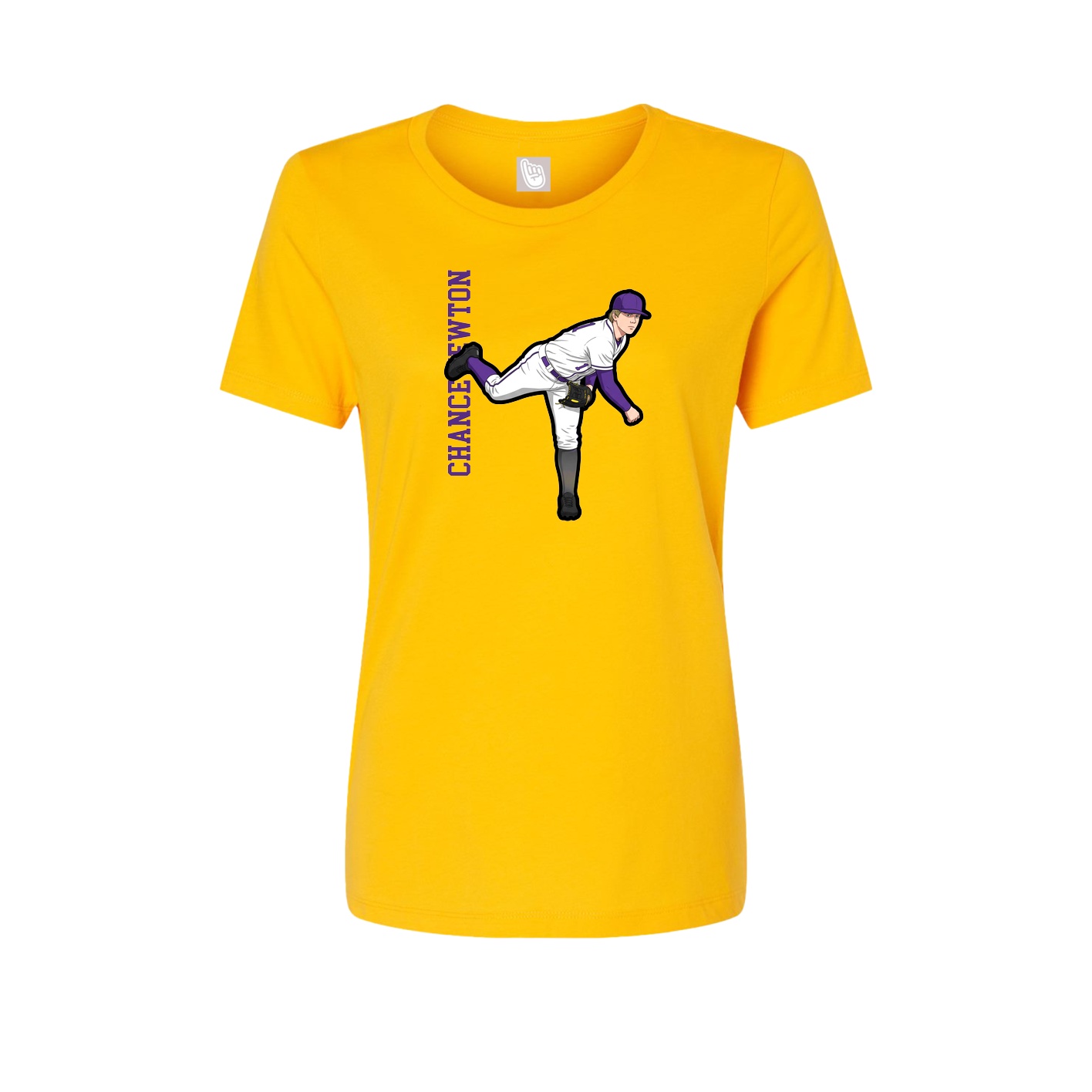 Fitted Women's Tee — Name Vertical in Gold
