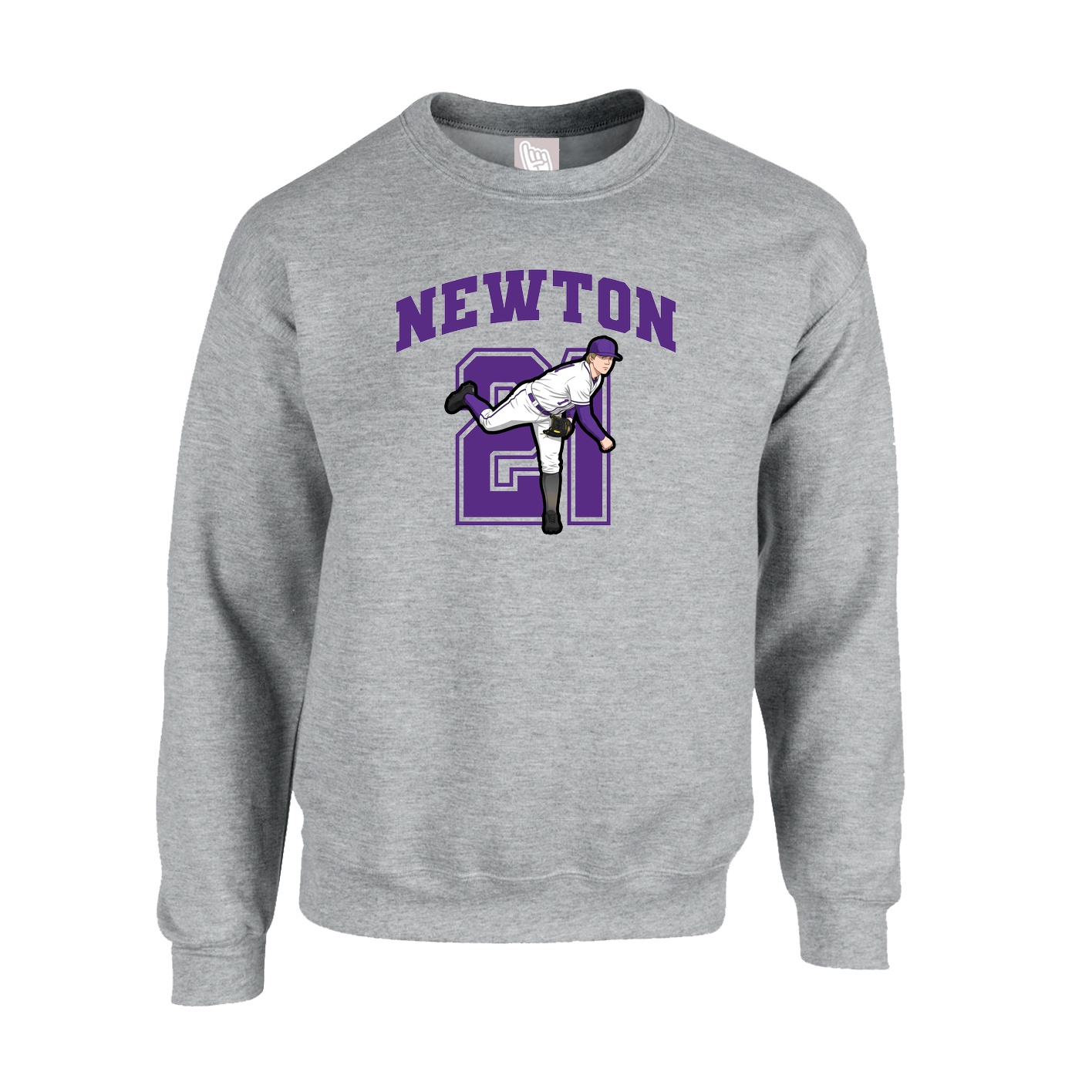 Fleece Crew — Number in Grey