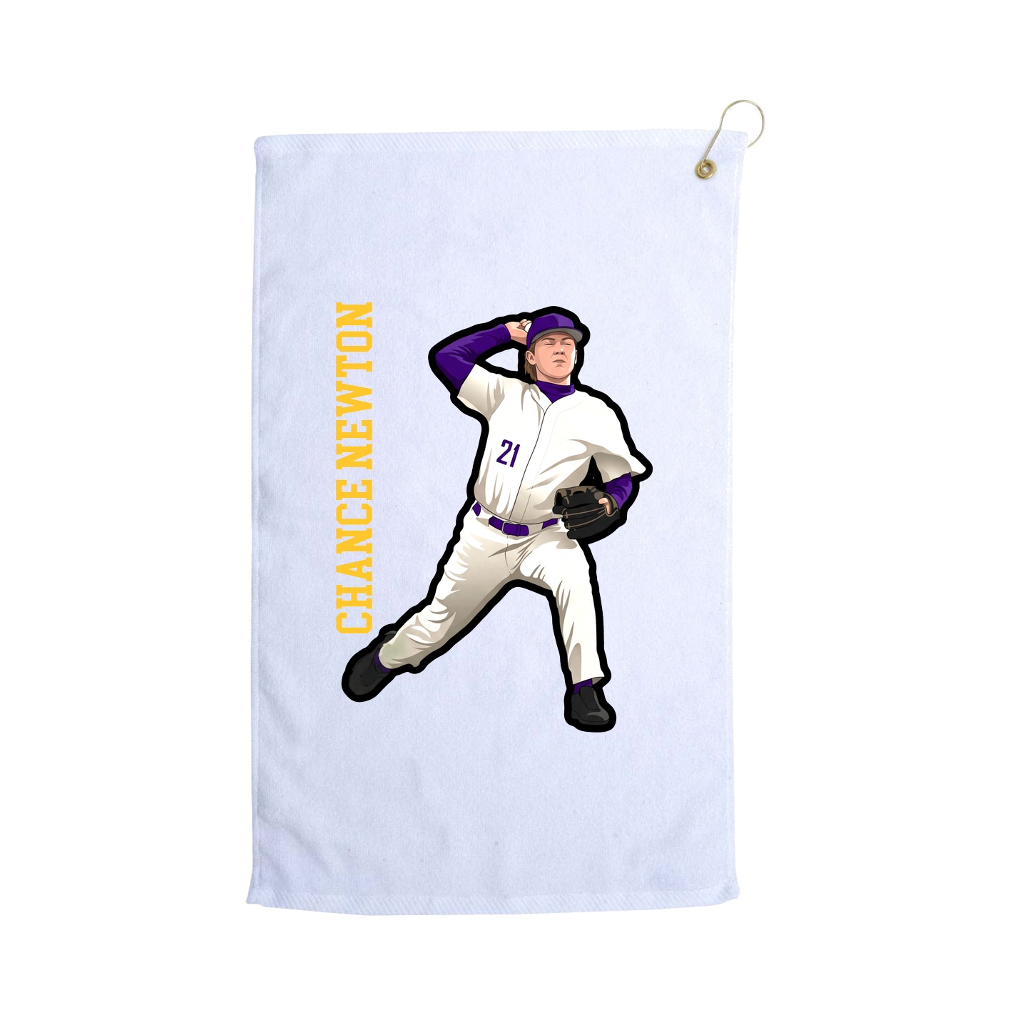 Golf Towel — Name Vertical in White