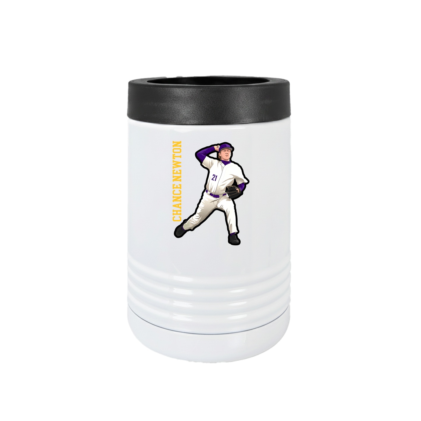 Beverage Holder — Name Vertical in White