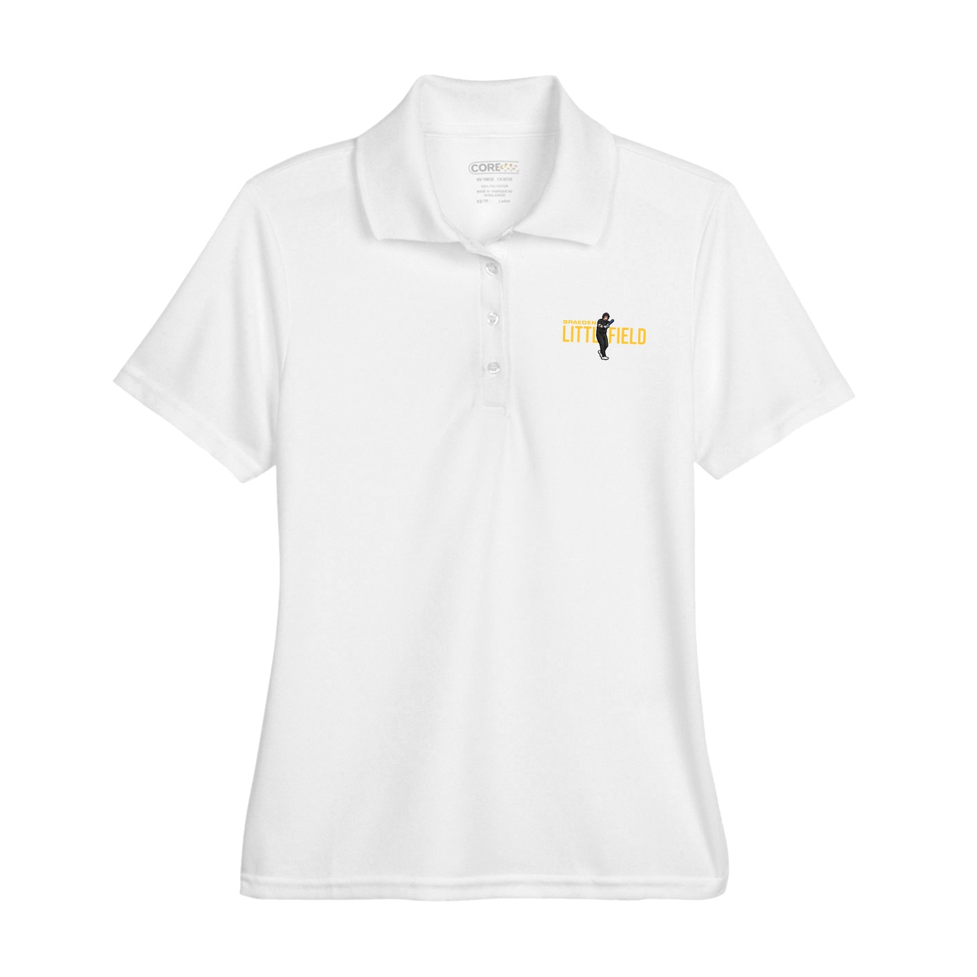 Womens Performance Polo — Player Name in White