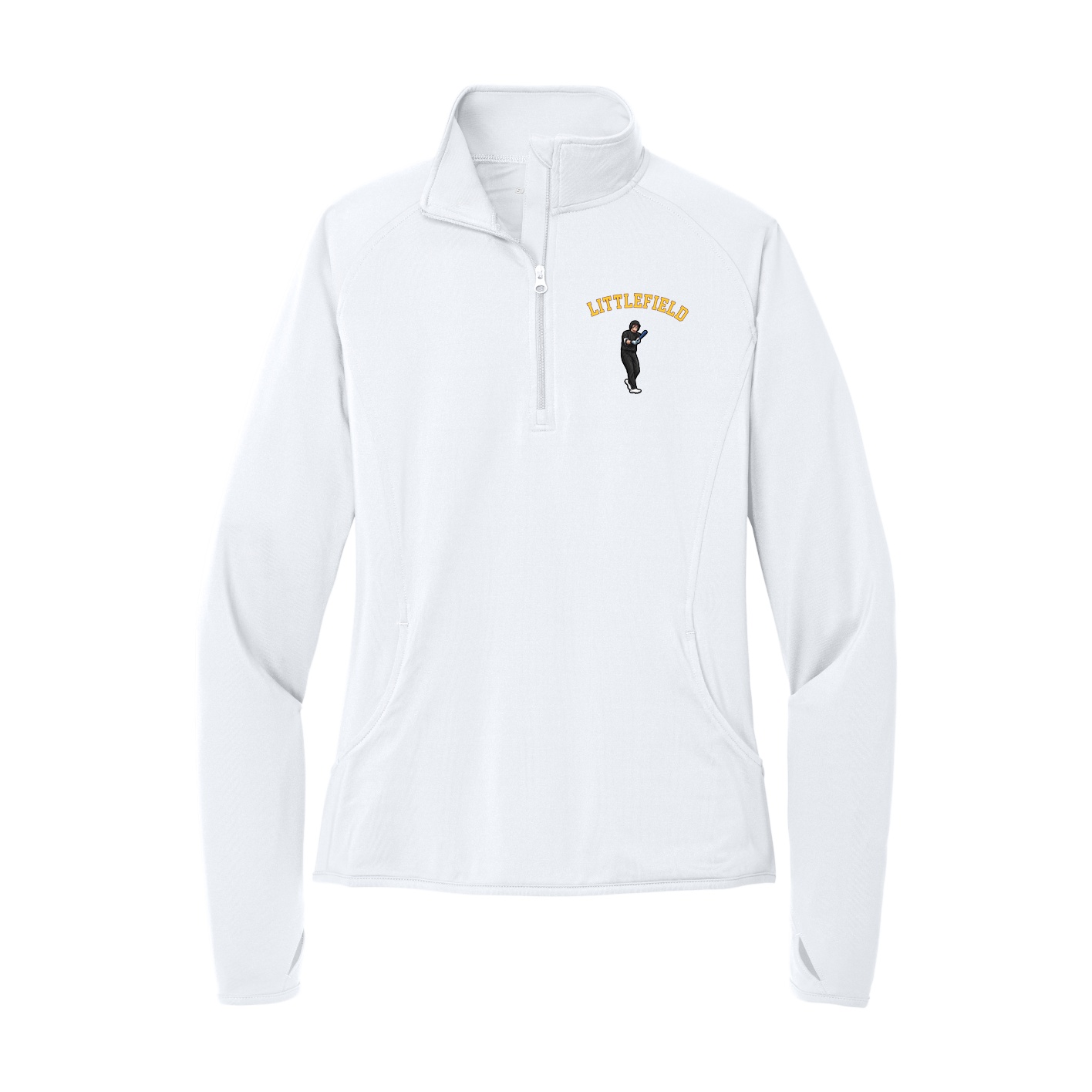Women's Q-Zip Pullover — Shirsey Arch in White