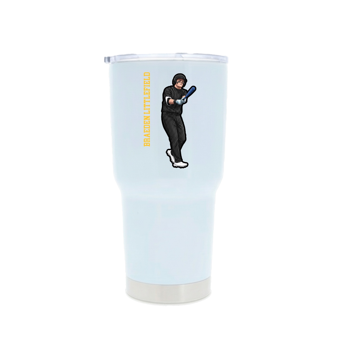 30oz Stainless Steel Tumbler — Name Vertical in White
