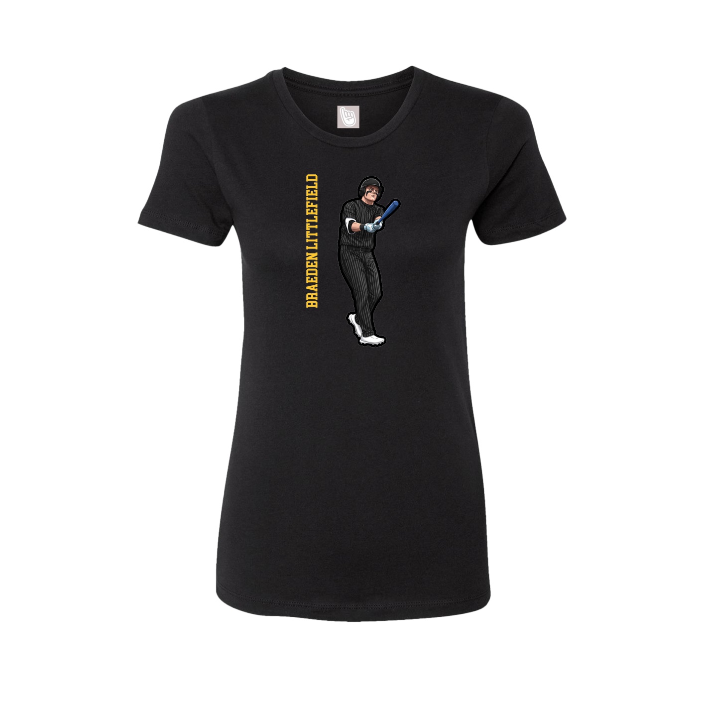 Womens Tee — Name Vertical in Black