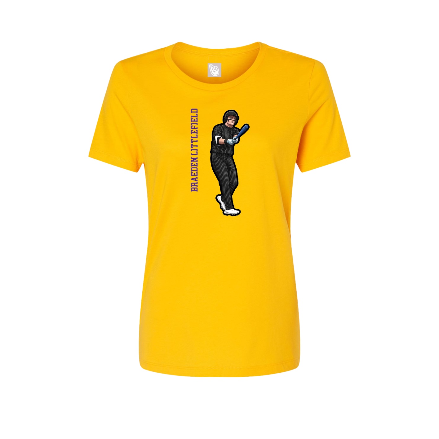 Womens Tee — Name Vertical in Gold