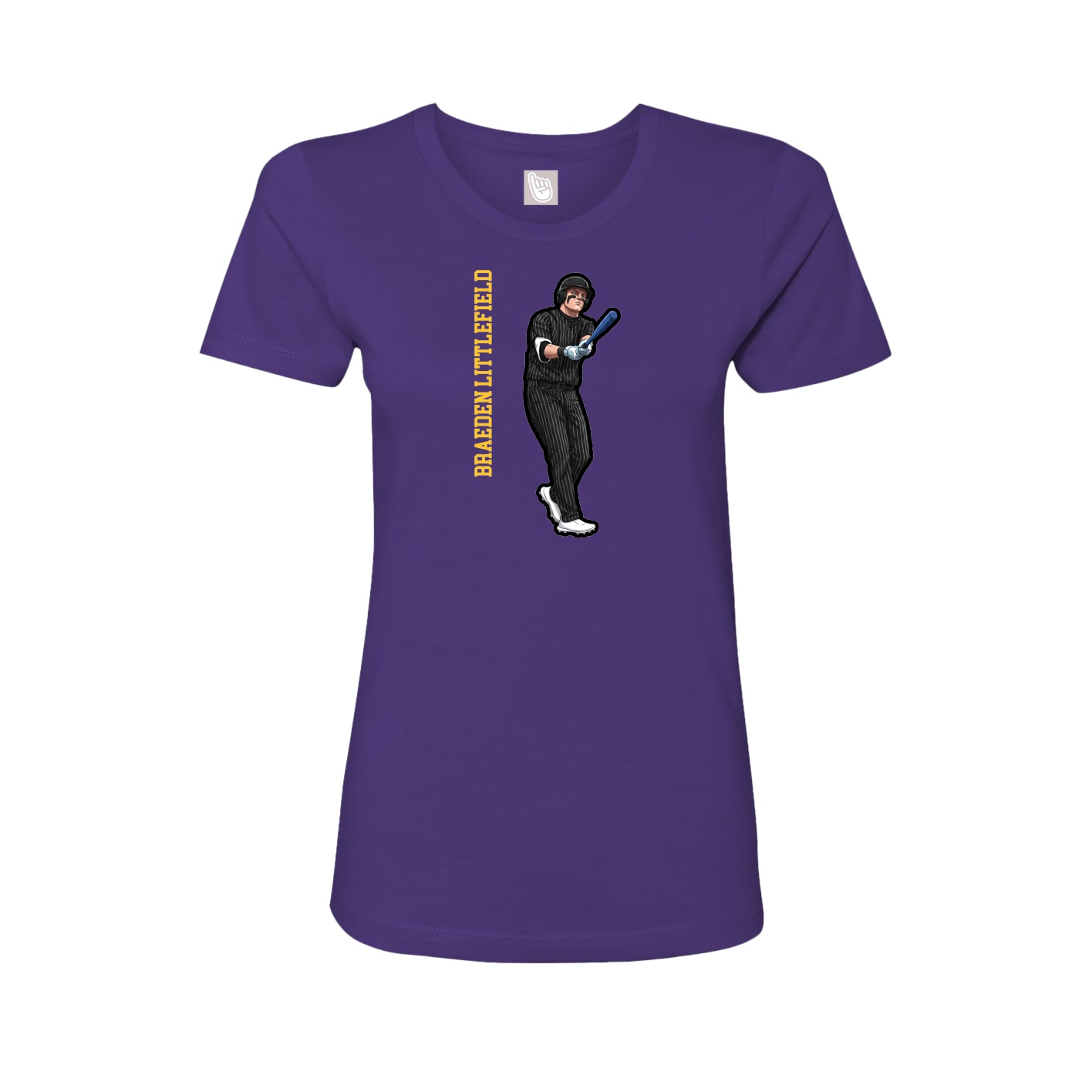Womens Tee — Name Vertical in Purple