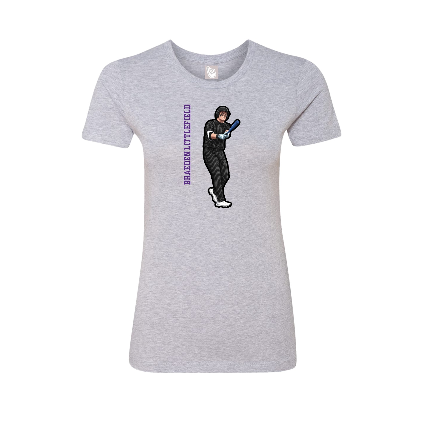 Womens Tee — Name Vertical in Grey
