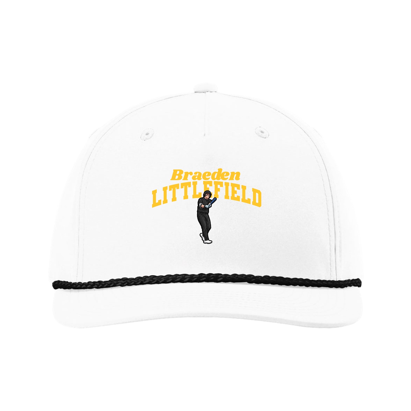 Five-Panel Classic Rope Cap — Signature Arch in White