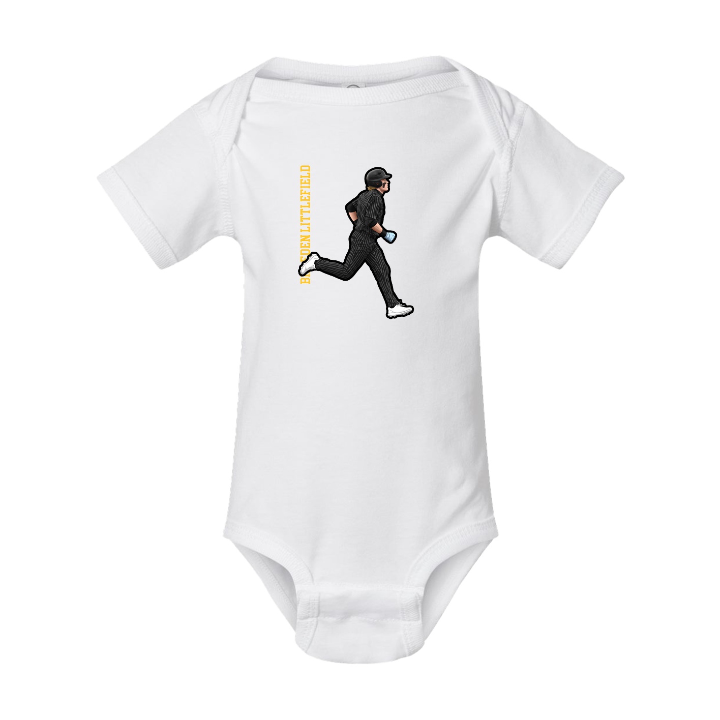 Baby Onesie — Name Vertical in White