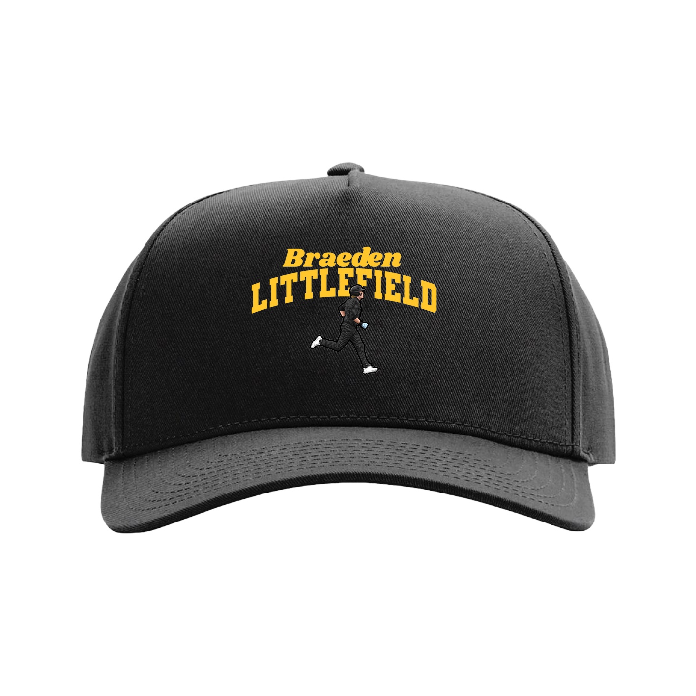 Full Fabric Five-Panel Champ Cap — Signature Arch in Black