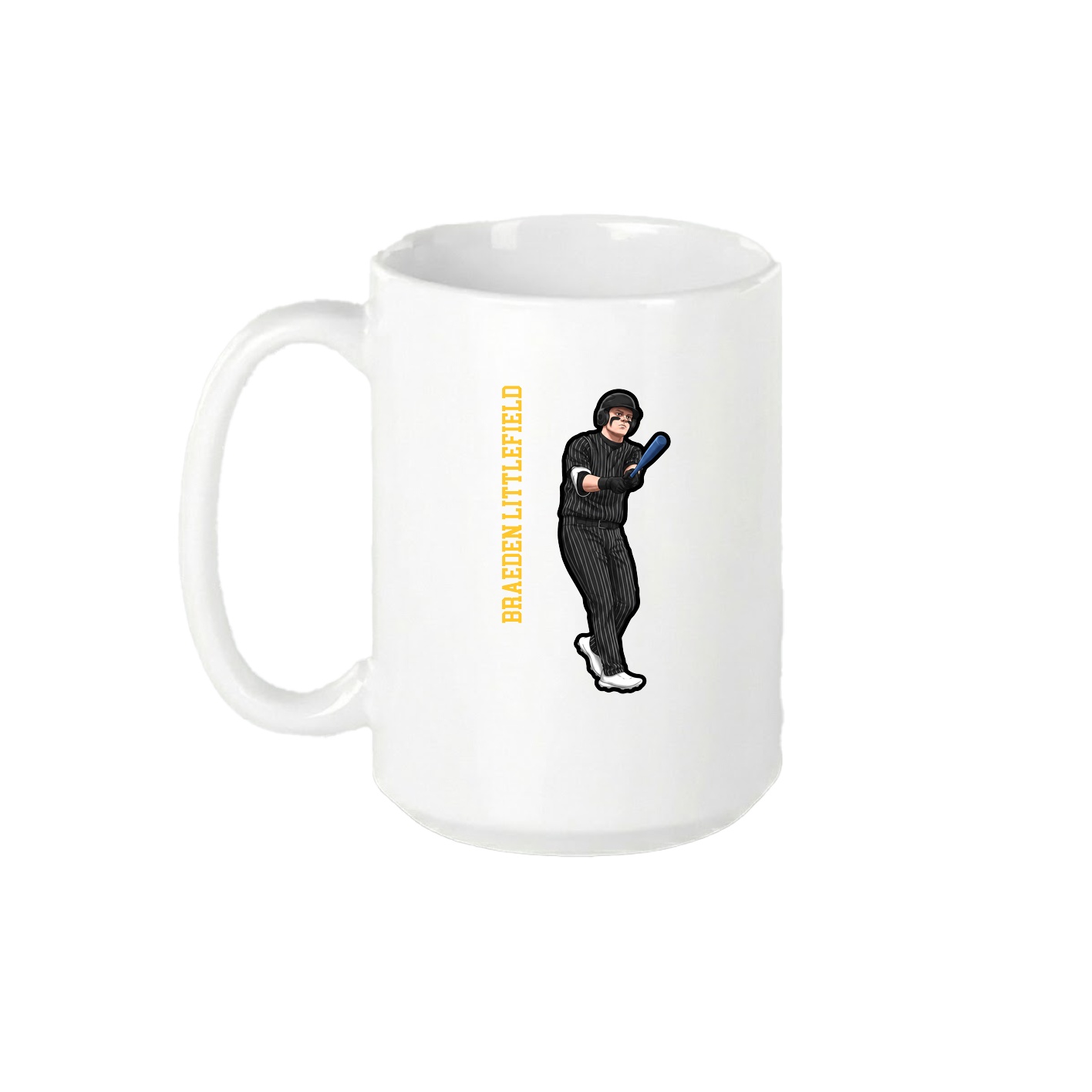 15oz Coffee Mug — Name Vertical in White