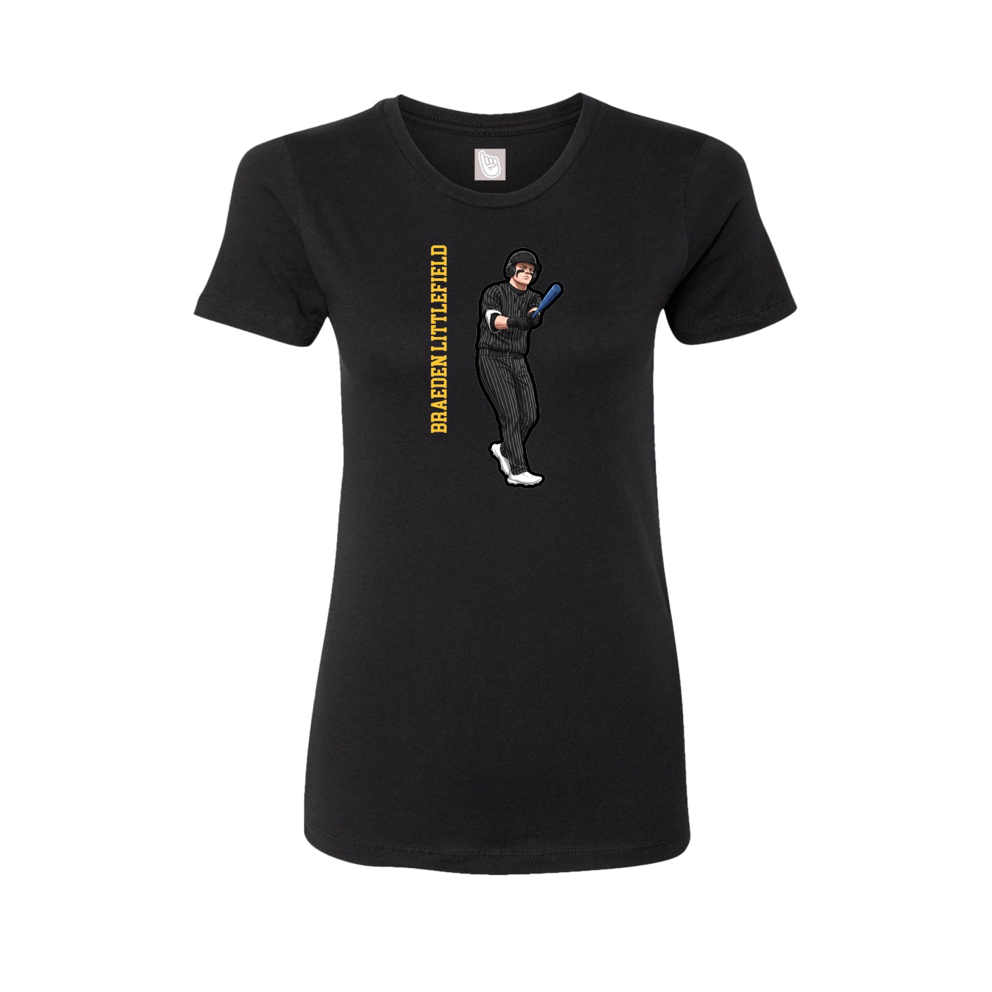 Womens Tee — Name Vertical in Black