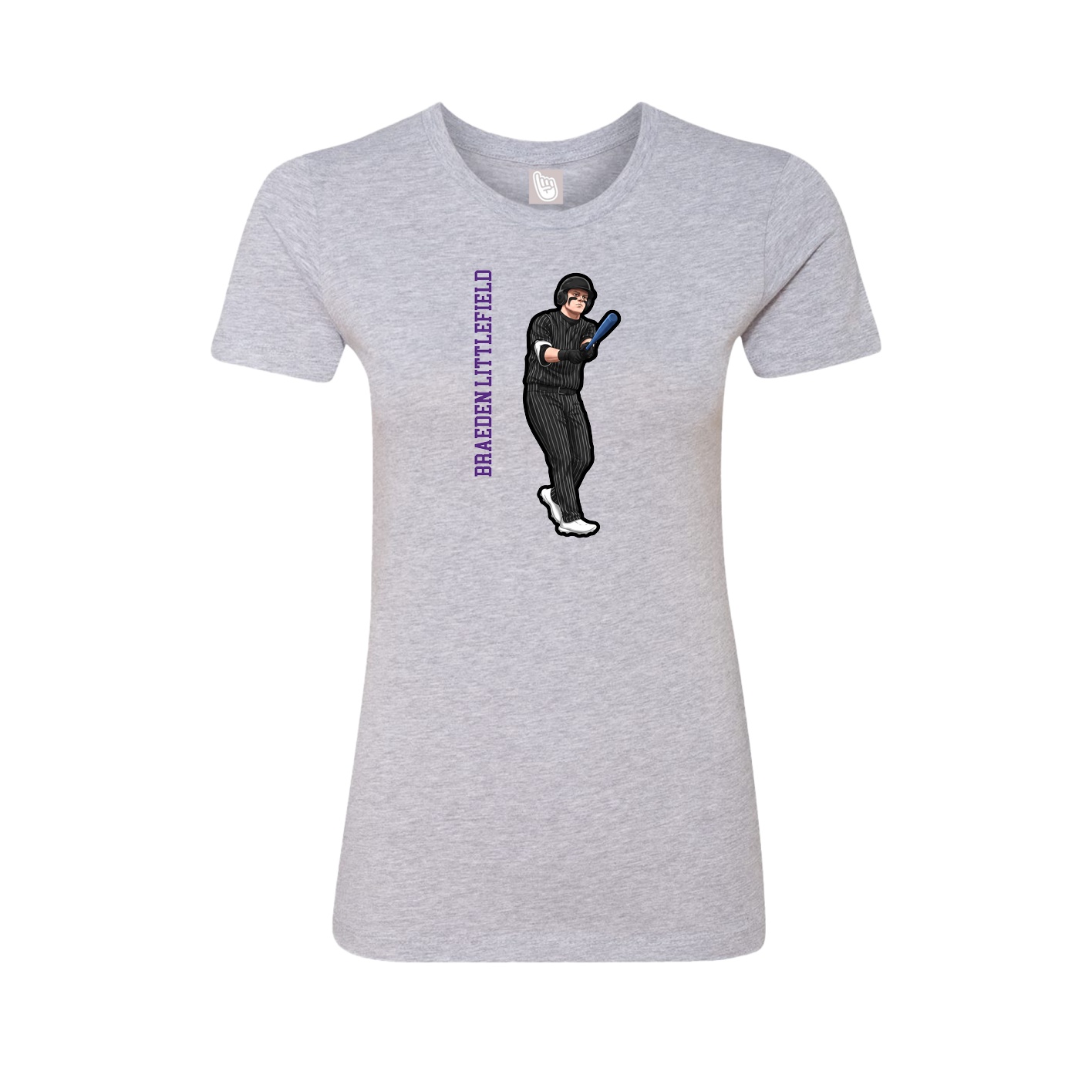 Womens Tee — Name Vertical in Grey