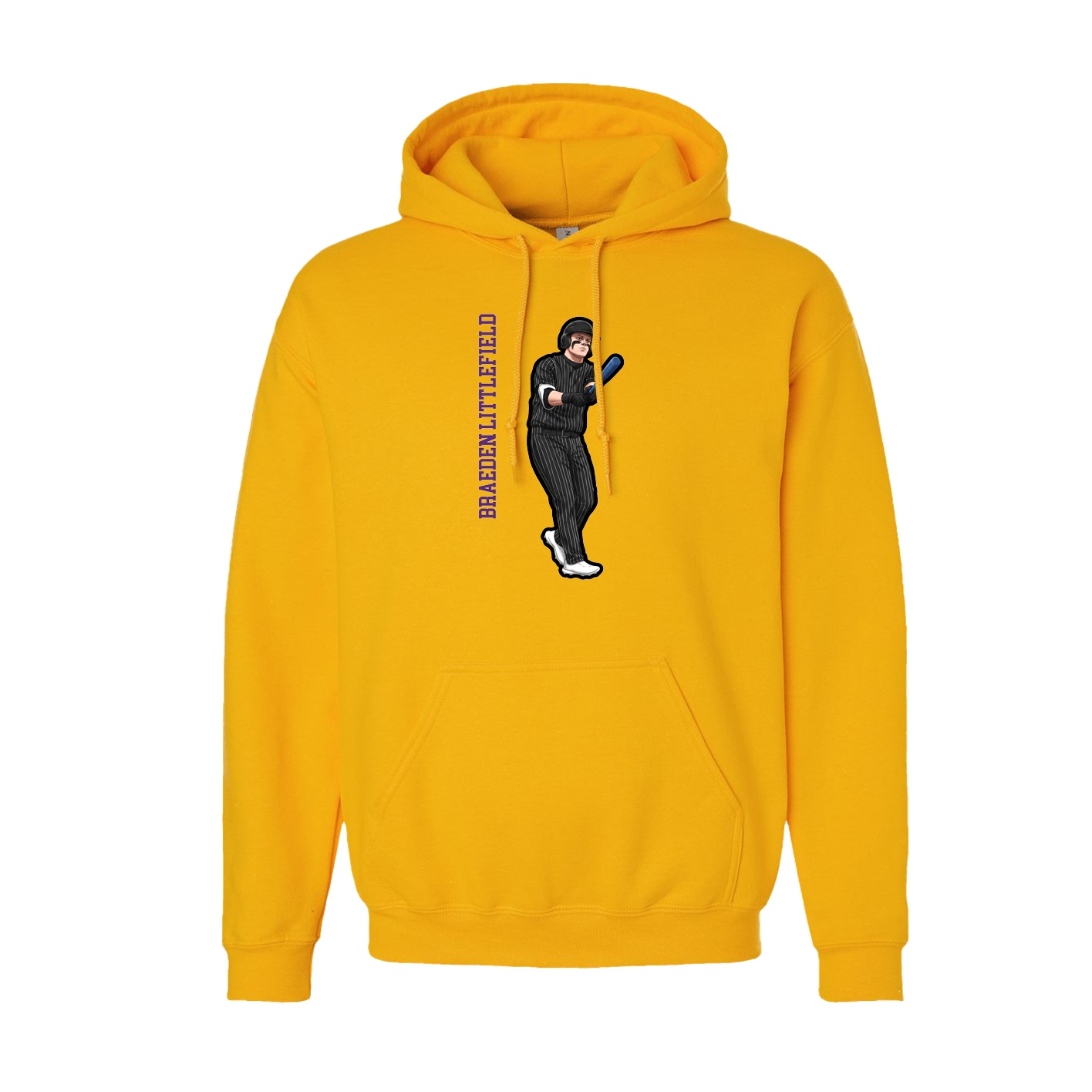 Youth Hoodie — Name Vertical in Gold