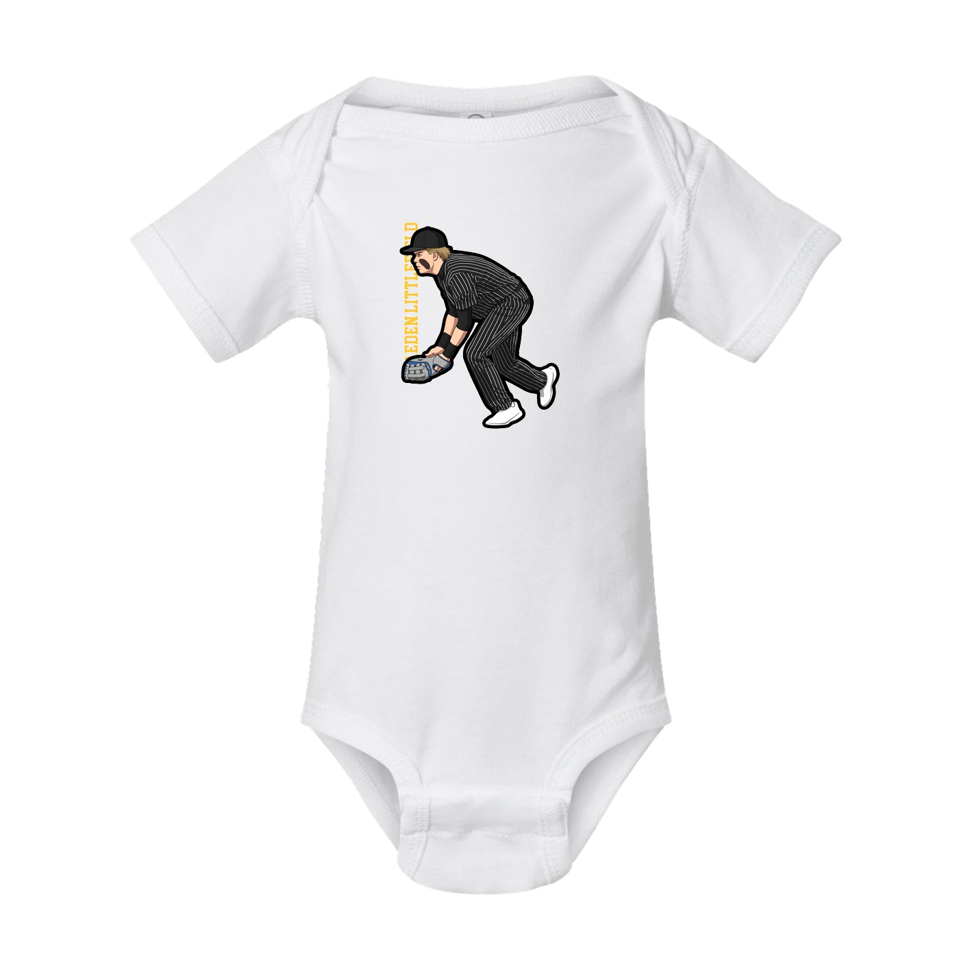 Baby Onesie — Name Vertical in White